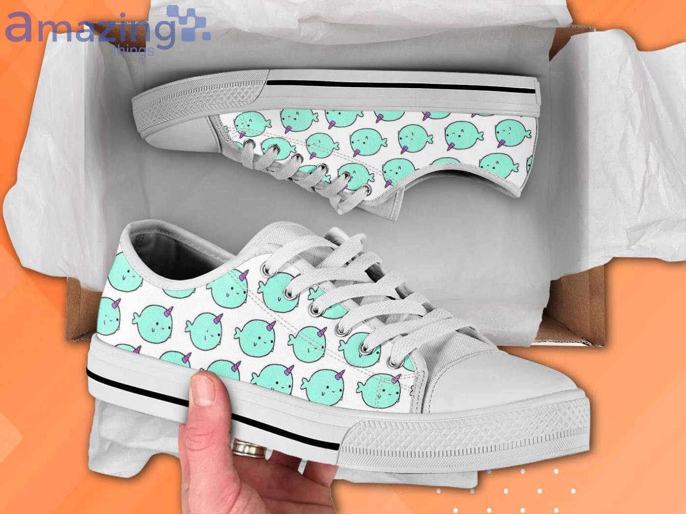 Unique Narwhal Pattern Low Top Shoes Product Photo 1 Unique Narwhal Pattern Low Top Shoes Product Photo 1