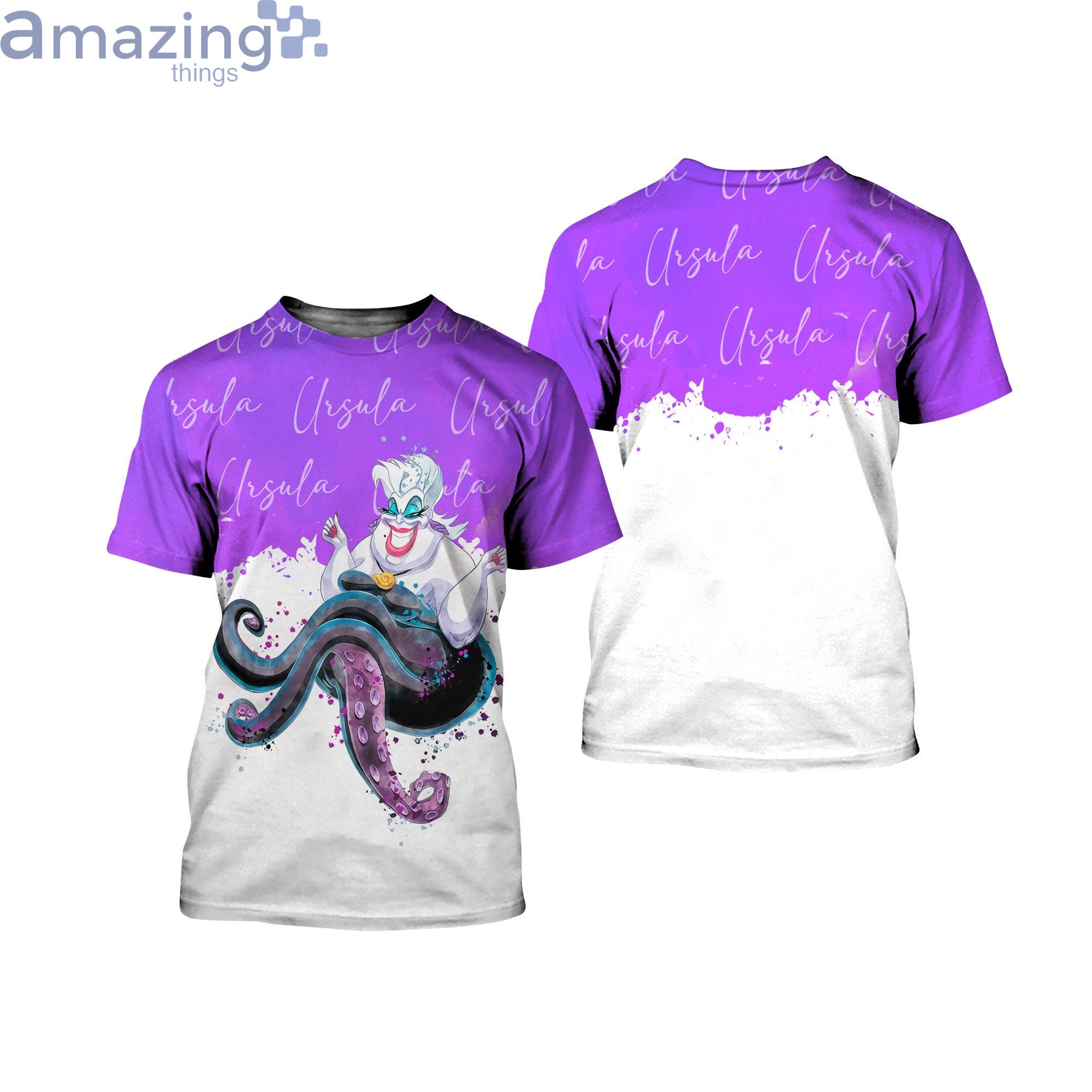 Ursula Villian Purple Watercolor Glitter Disney Cartoon 3D T-Shirts Product Photo 1