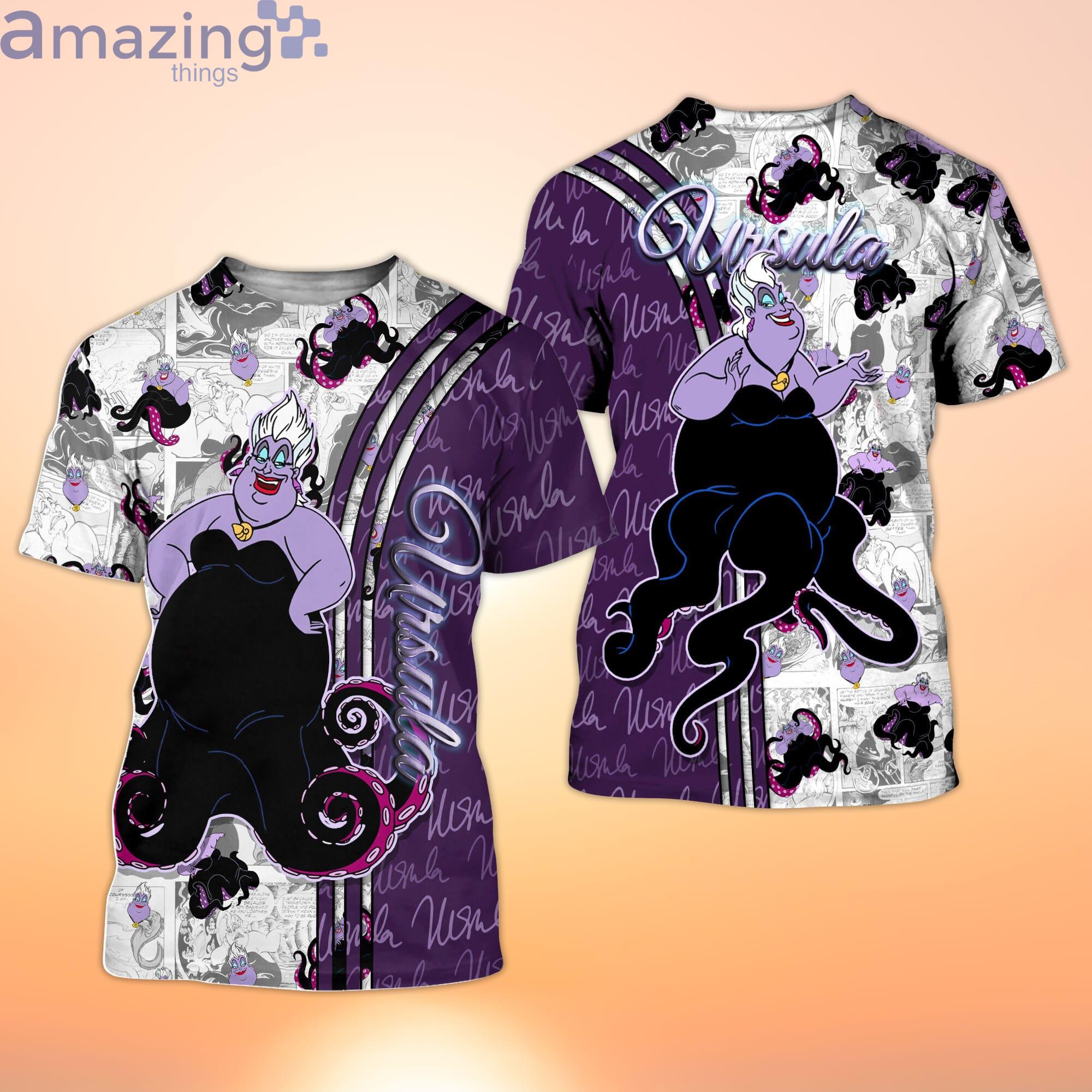 Villian Ursula Purple Cross Comic Book Patterns Disney Cartoon 3D T-Shirt Product Photo 1