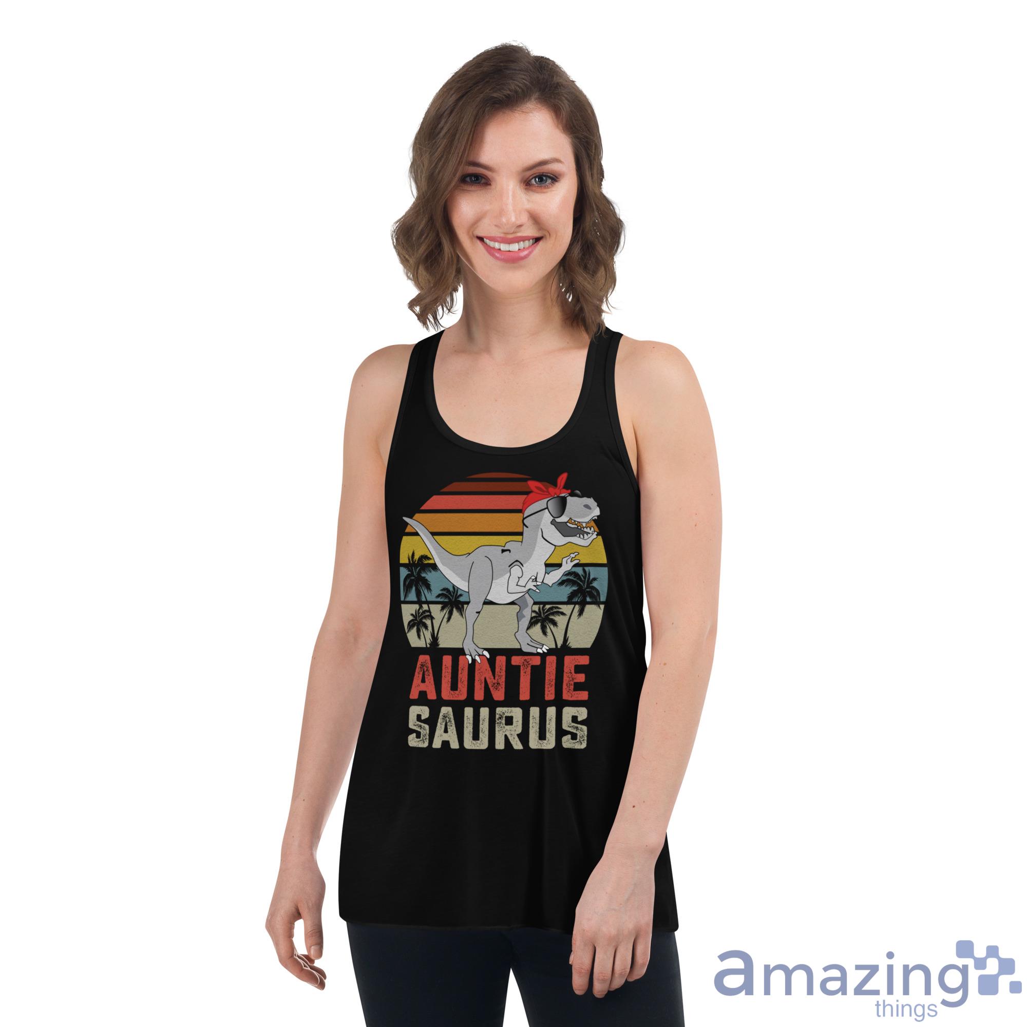 Vintage Auntie Saurus Shirt image Vintage Auntie Saurus Shirt - Womens Flowy Racerback Tank