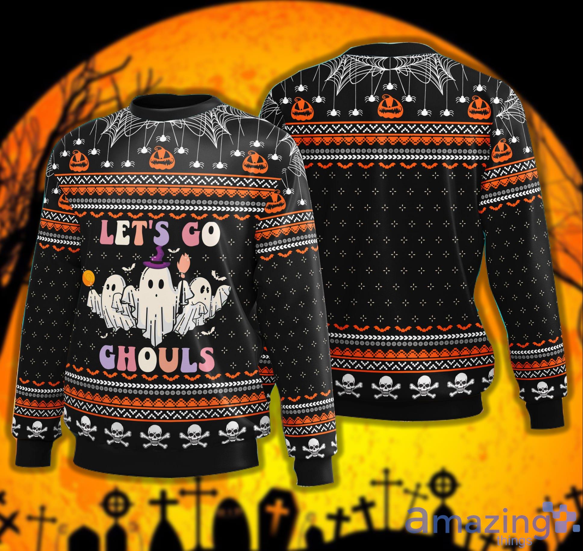Vintage Ghost Lets Go Ghouls Sweater Spooky Halloween Sweater Product Photo 1