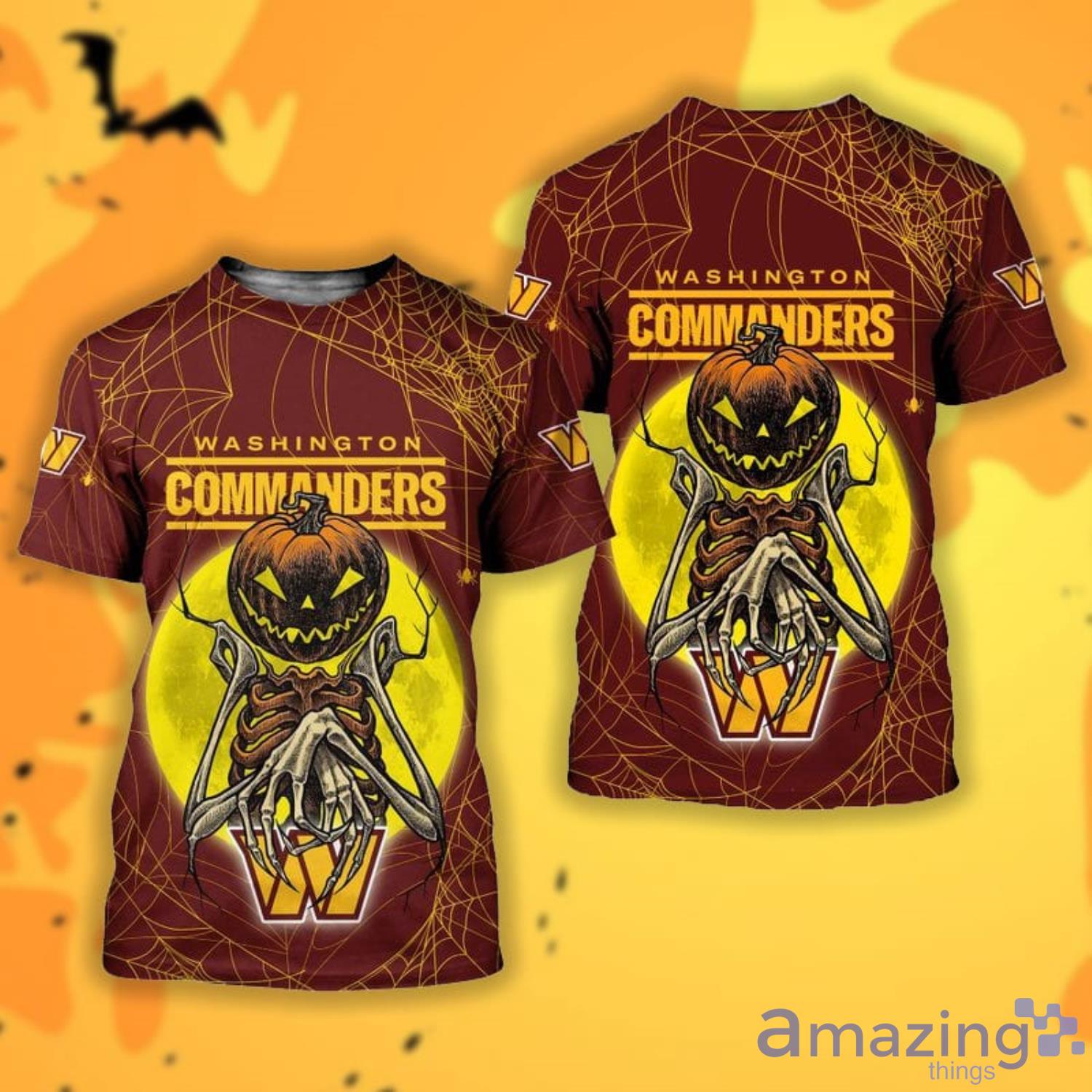 Washington Commanders Pumpskin Monster Halloween 3D All Over Printed Shirts