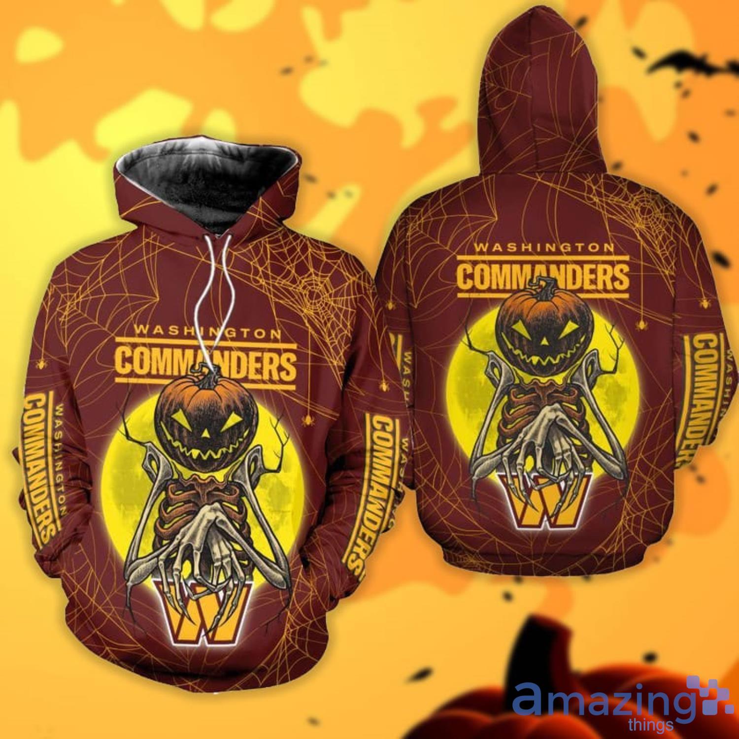 Washington Commanders Pumpskin Monster Halloween 3D All Over Printed Shirts Product Photo 1