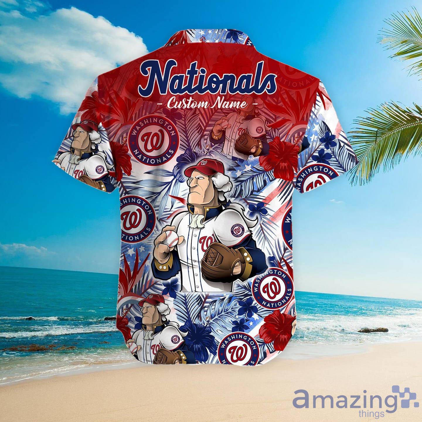 Washington Nationals Tropical Floral Custom Name Aloha Hawaiian Shirt