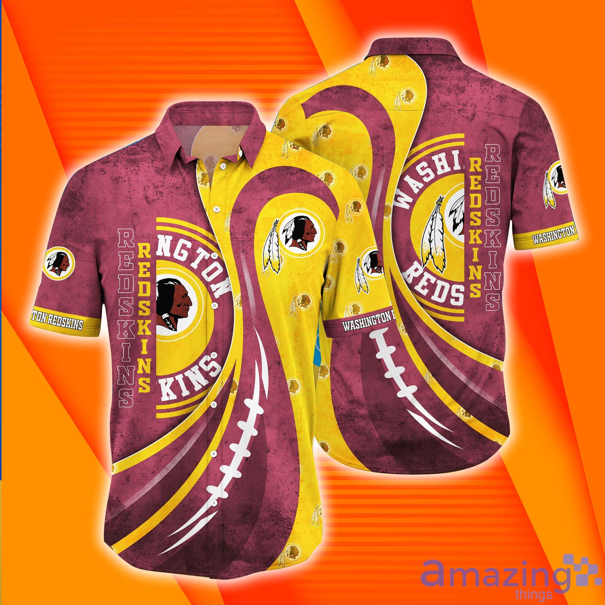Washington Redskins NFL Grunge Texture Design Short Sleeves Hawaiian Shirt Product Photo 1