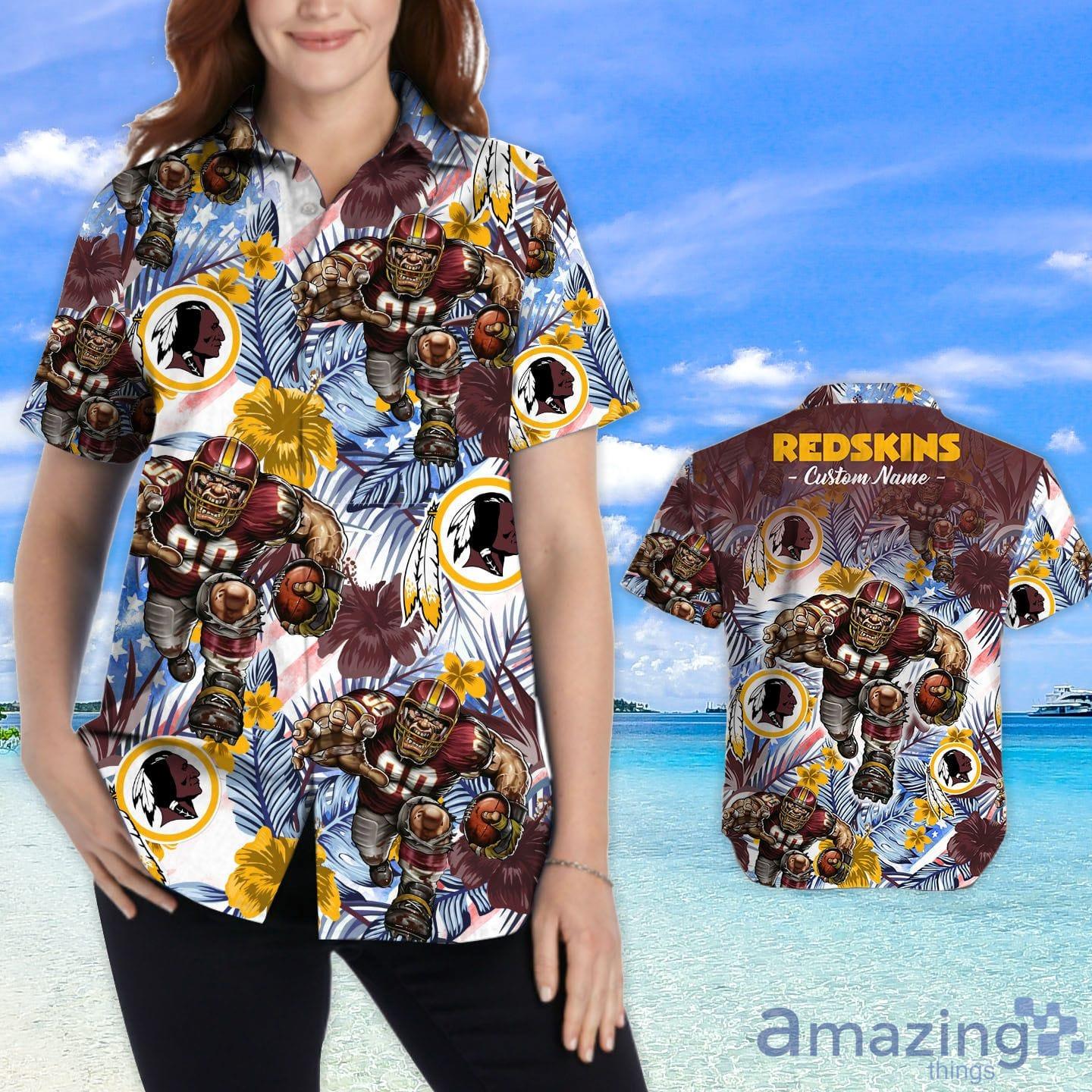 Washington Redskins Tropical Floral Custom Name Aloha Hawaiian Shirt