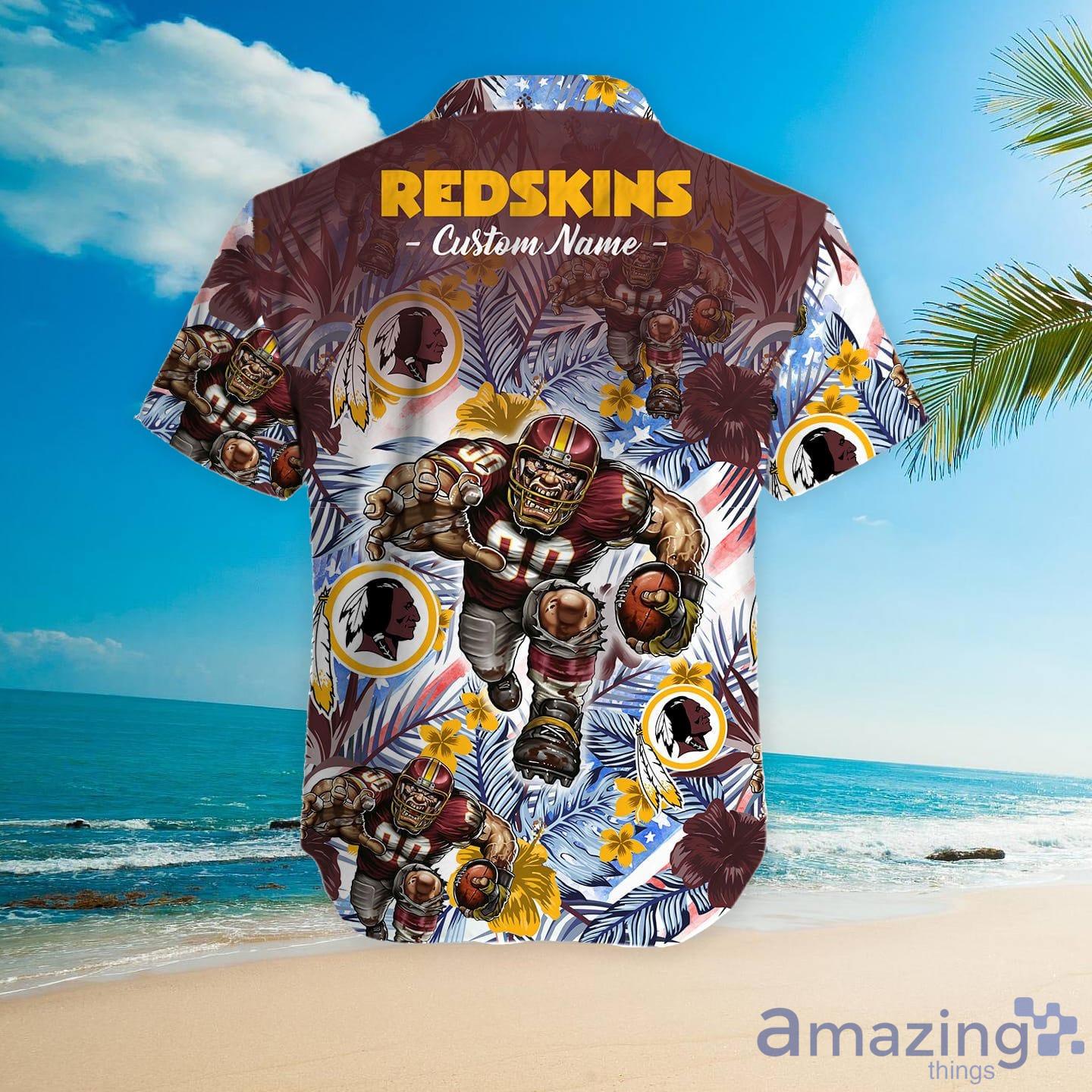 Washington Redskins Tropical Floral Custom Name Aloha Hawaiian Shirt