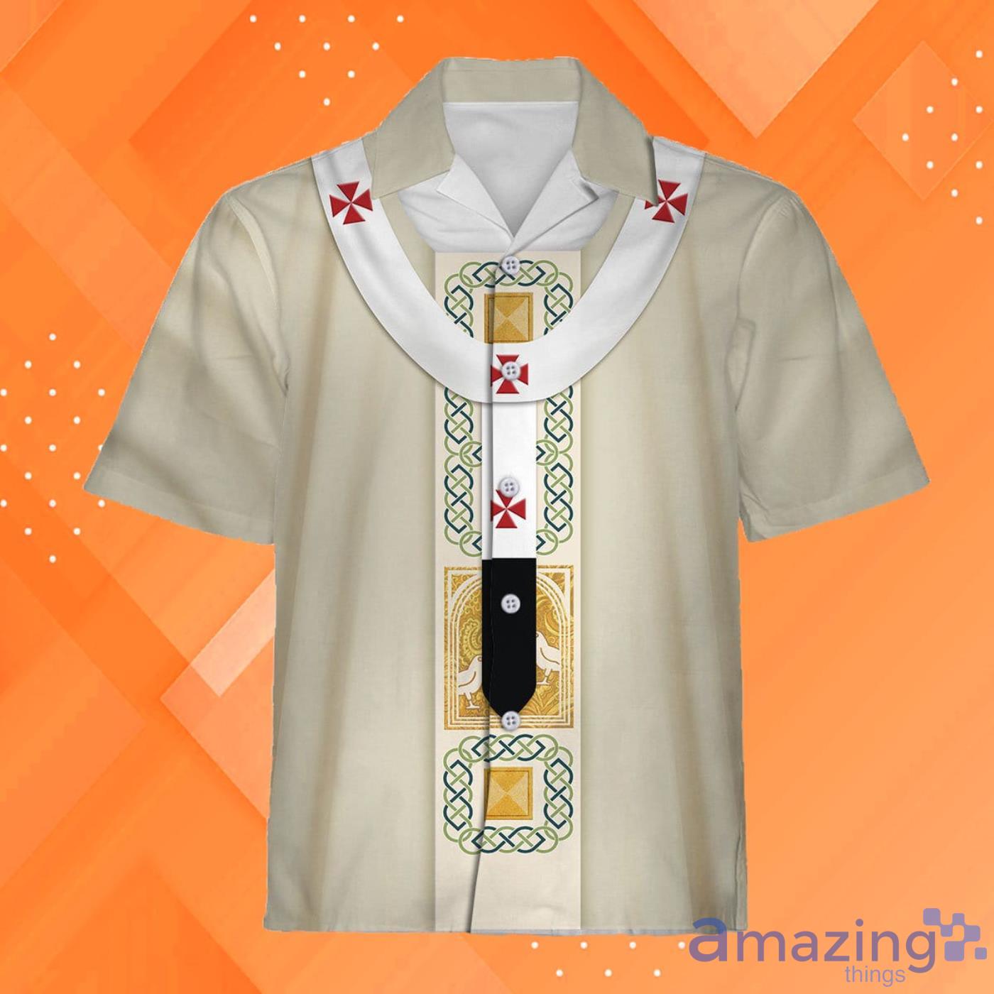 White Liturgical Vestment Christian Religion Hawaiian Shirt Product Photo 1 White Liturgical Vestment Christian Religion Hawaiian Shirt Product Photo 1