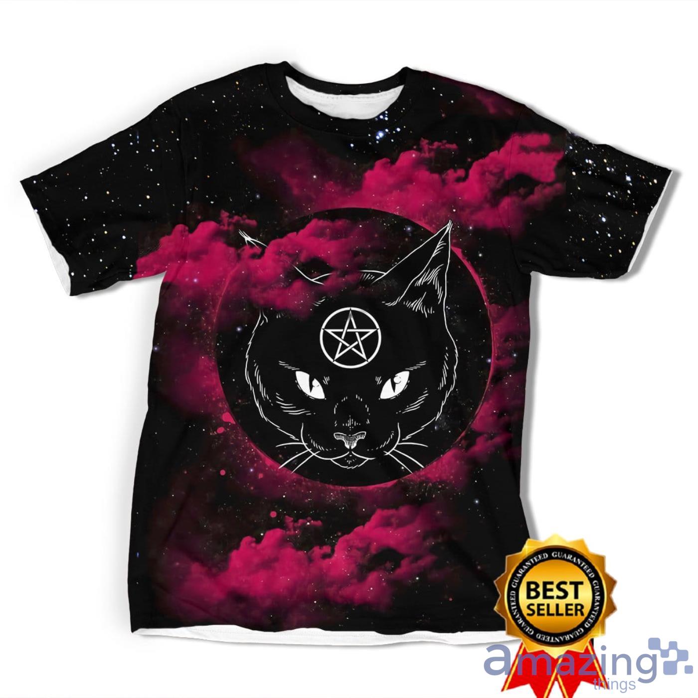 Wicca Black Cat Blood Moon All Over Print 3D T Shirt Product Photo 1