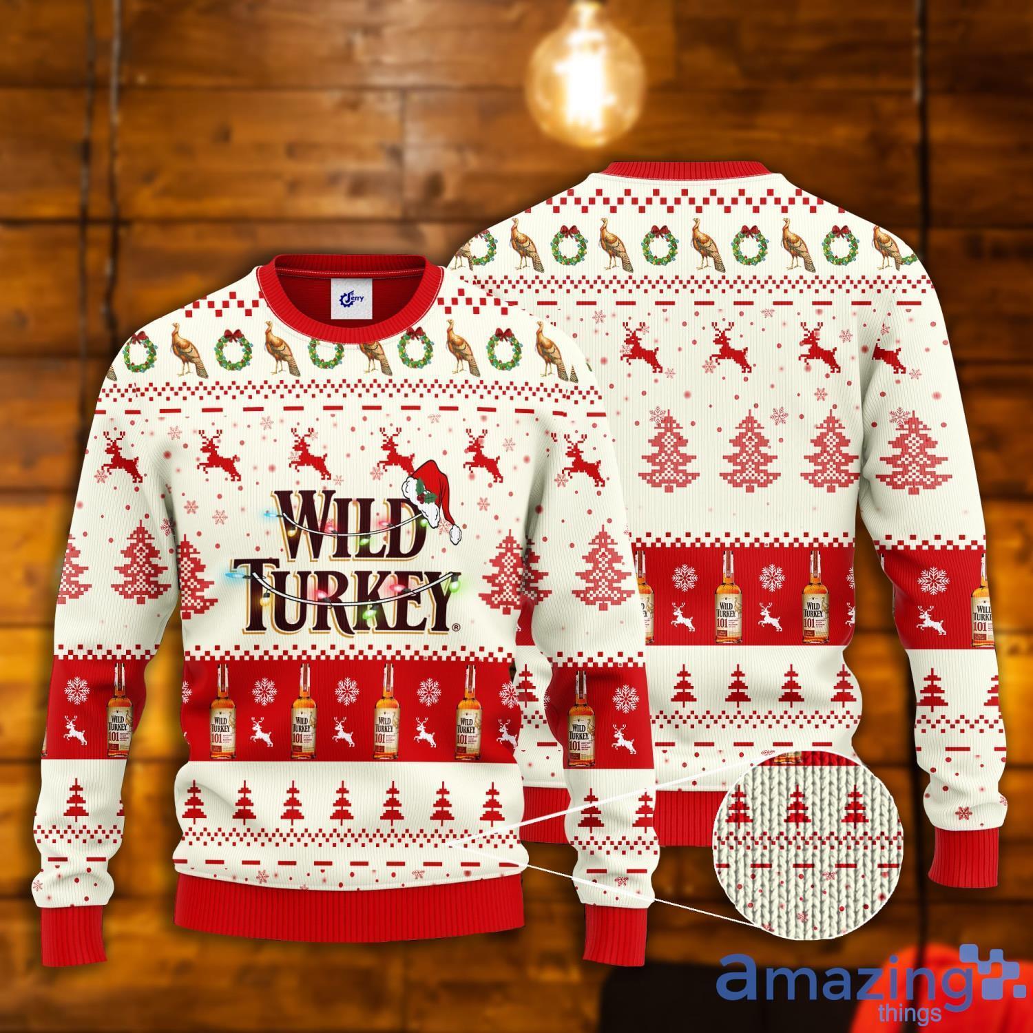 Wild Turkey Santa Hat Christmas Ugly Christmas Sweater Product Photo 1