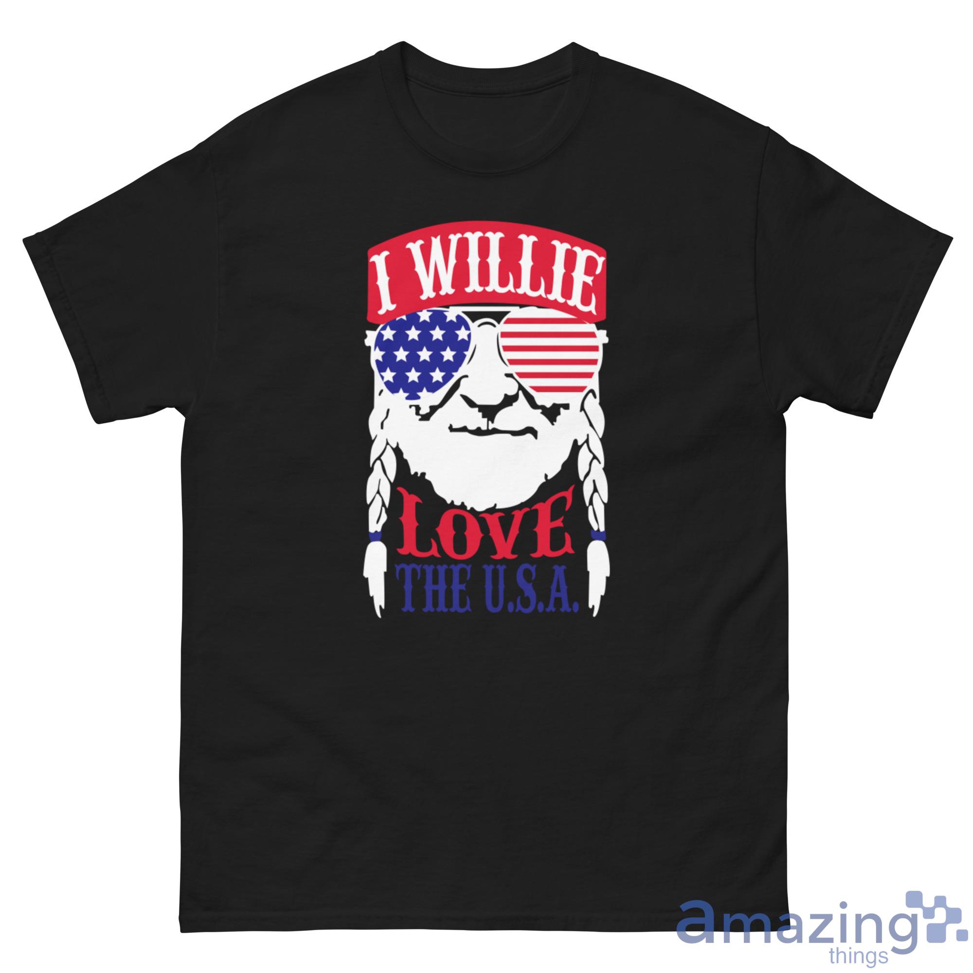 Willie Nelson I Willie Love The USA Flag Shirt image Willie Nelson I Willie Love The USA Flag Shirt - G500 Men’s Classic Tee