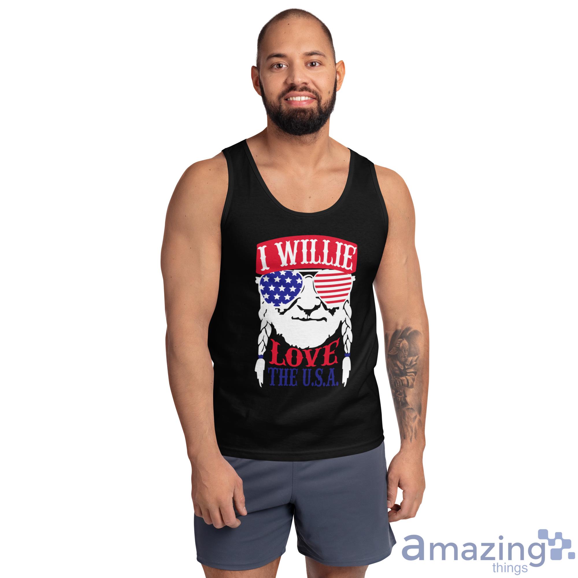 Willie Nelson I Willie Love The USA Flag Shirt image Willie Nelson I Willie Love The USA Flag Shirt - Ultra Cotton Tank Top