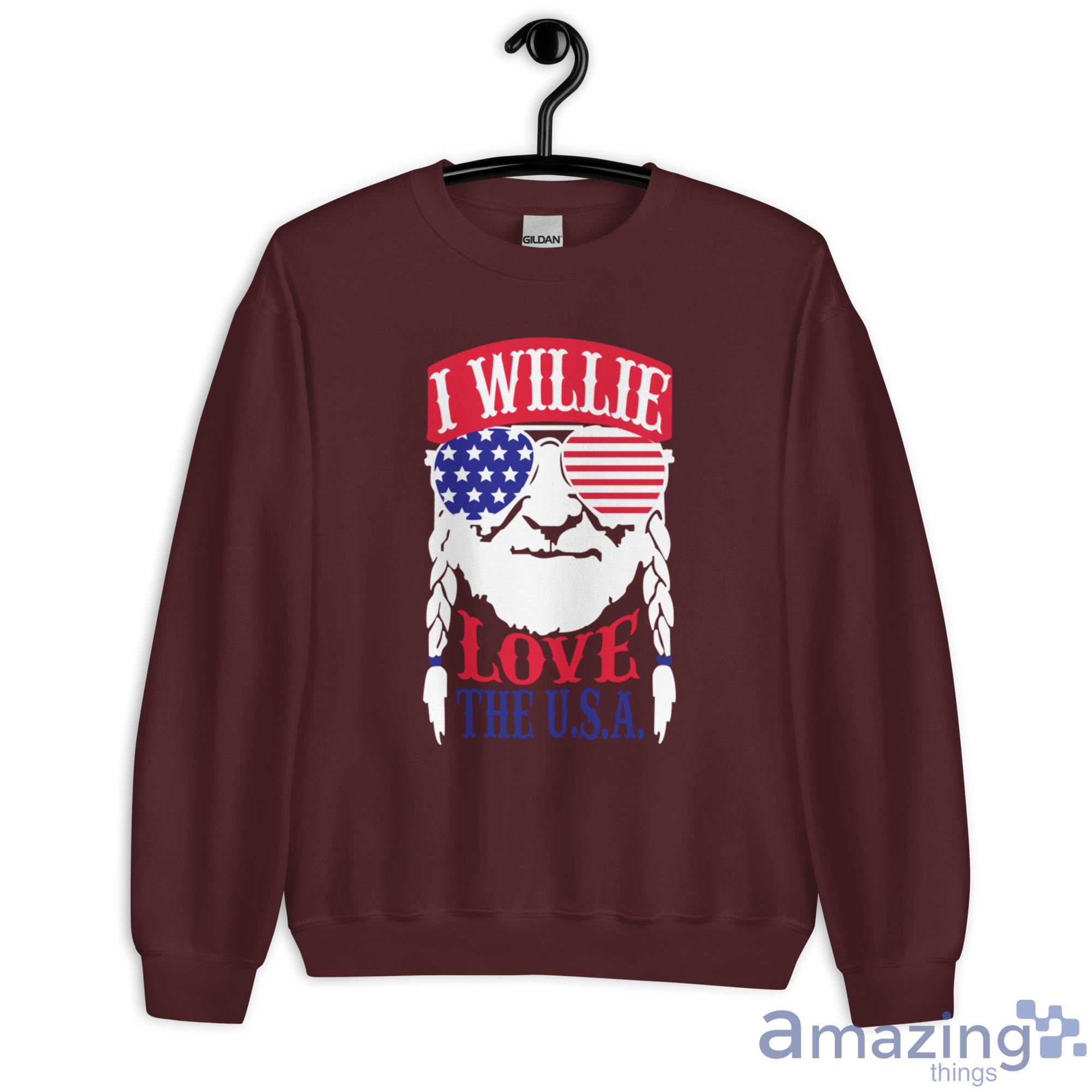 Willie Nelson I Willie Love The USA Flag Shirt image Willie Nelson I Willie Love The USA Flag Shirt - Unisex Heavy Blend Crewneck Sweatshirt-1