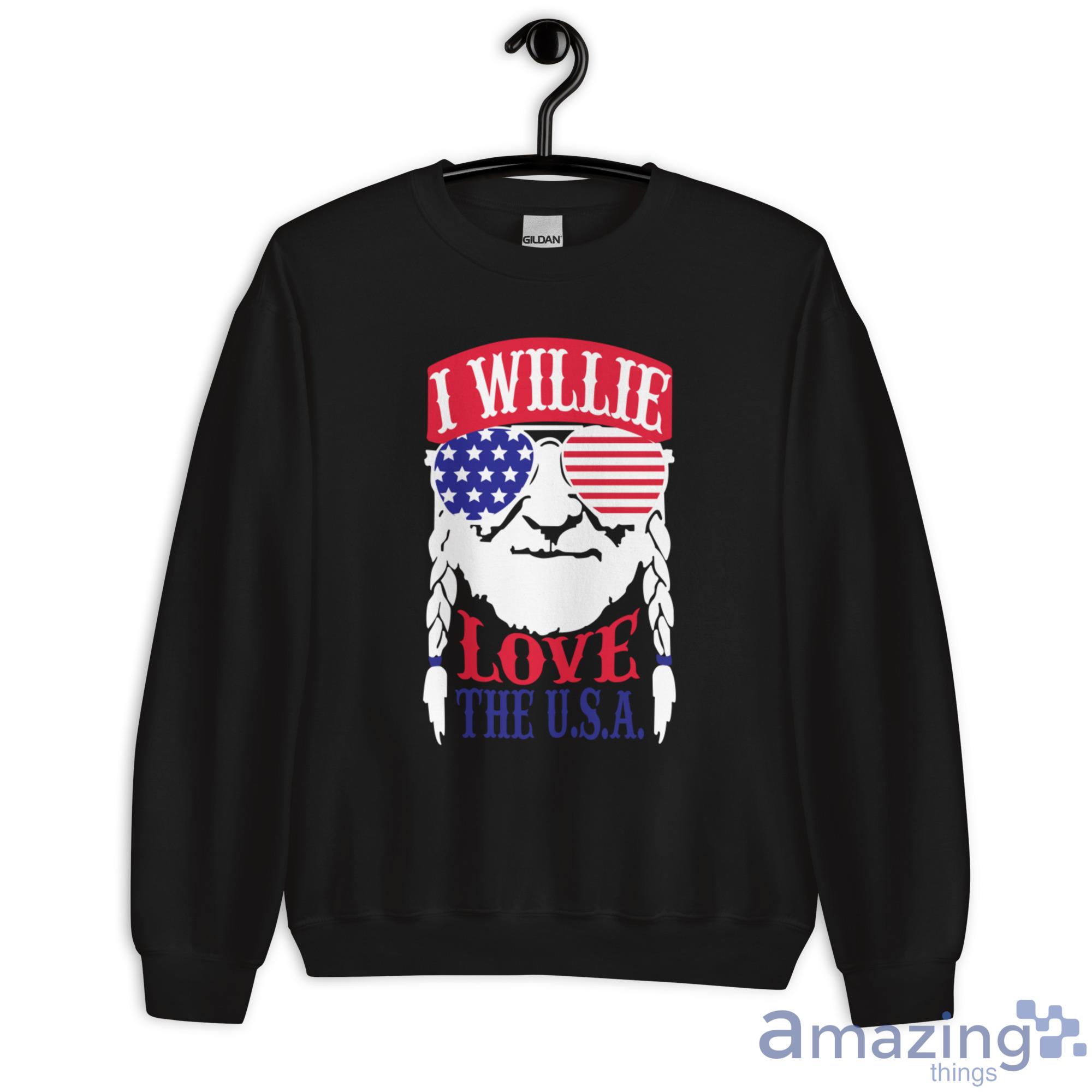 Willie Nelson I Willie Love The USA Flag Shirt image Willie Nelson I Willie Love The USA Flag Shirt - Unisex Heavy Blend Crewneck Sweatshirt