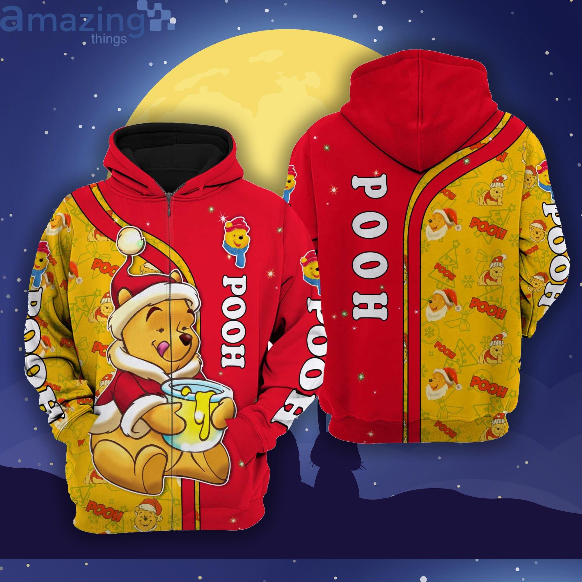 Winnie The Pooh Christmas Disney Cartoon 3D Hoodie Zip Hoodie Product Photo 1