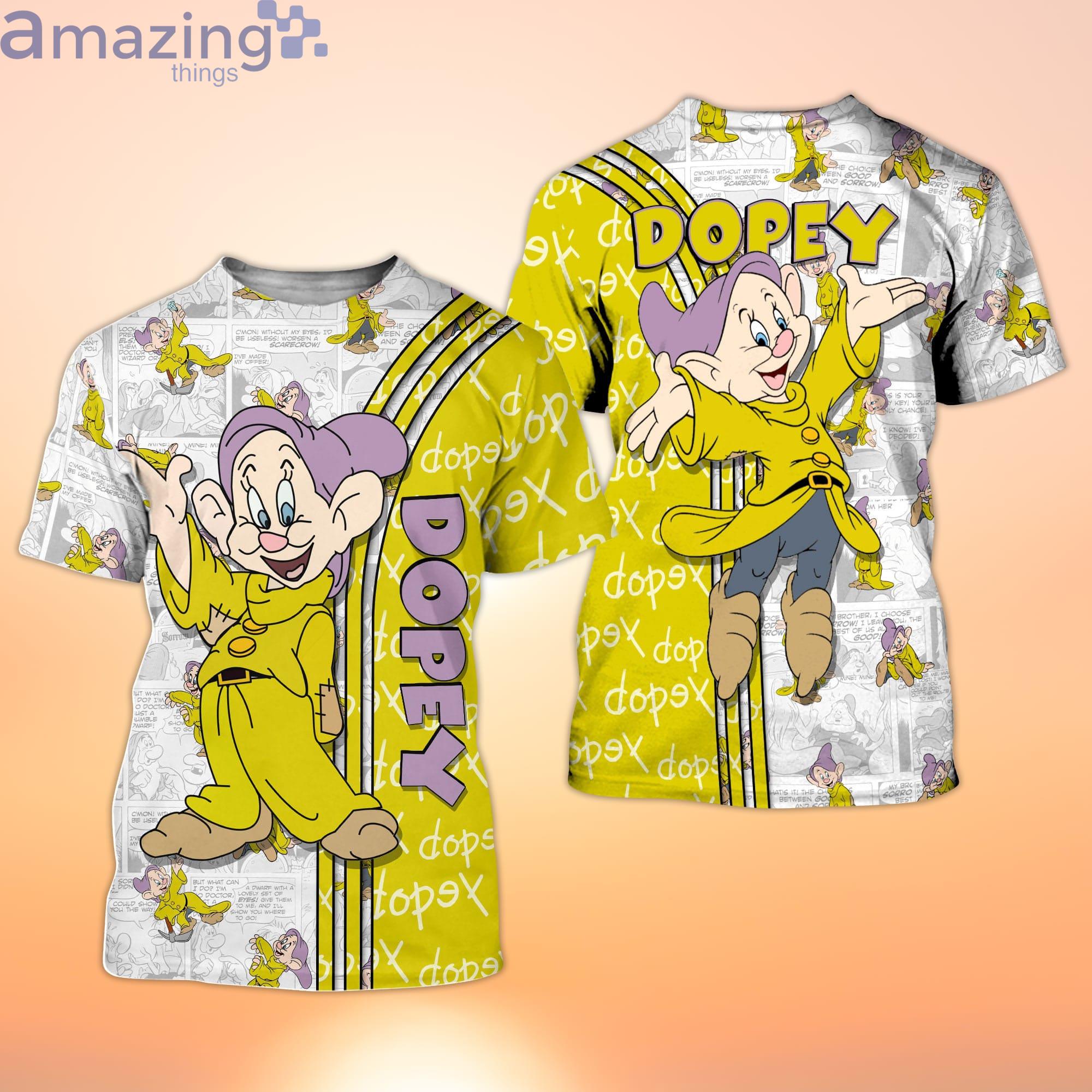 Yellow Dopey Dwarf Cross Comic Book Patterns Disney Cartoon 3D T-Shirt Product Photo 1