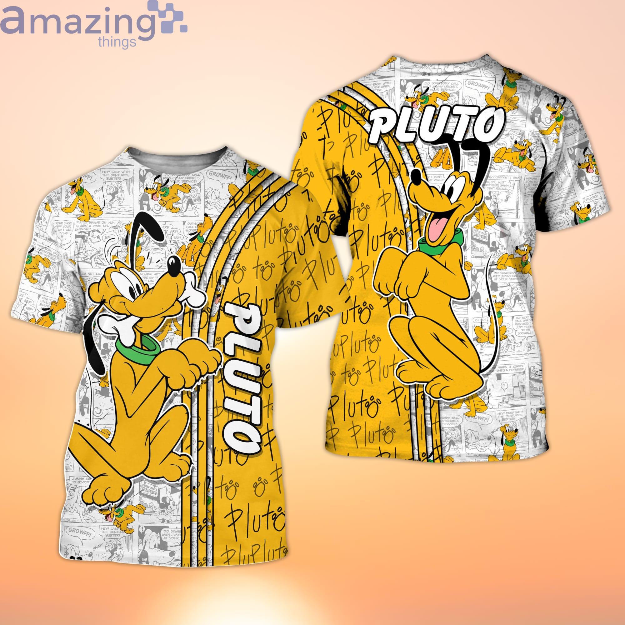 Yellow Pluto Dog Cross Comic Book Patterns Disney Cartoon 3D T-Shirt Product Photo 1