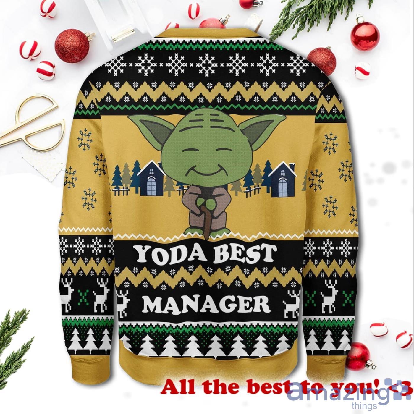 Yoda Best Manager Knitting Pattern Christmas Ugly Sweater image Yoda Best Manager Knitting Pattern Christmas Ugly Sweater Product Photo 2