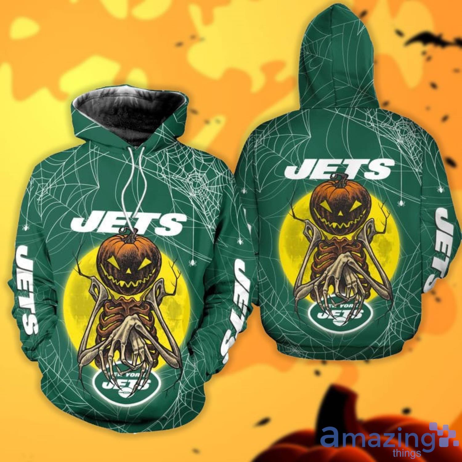 York Jets Pumpskin Monster Halloween 3D All Over Printed Shirts Product Photo 1
