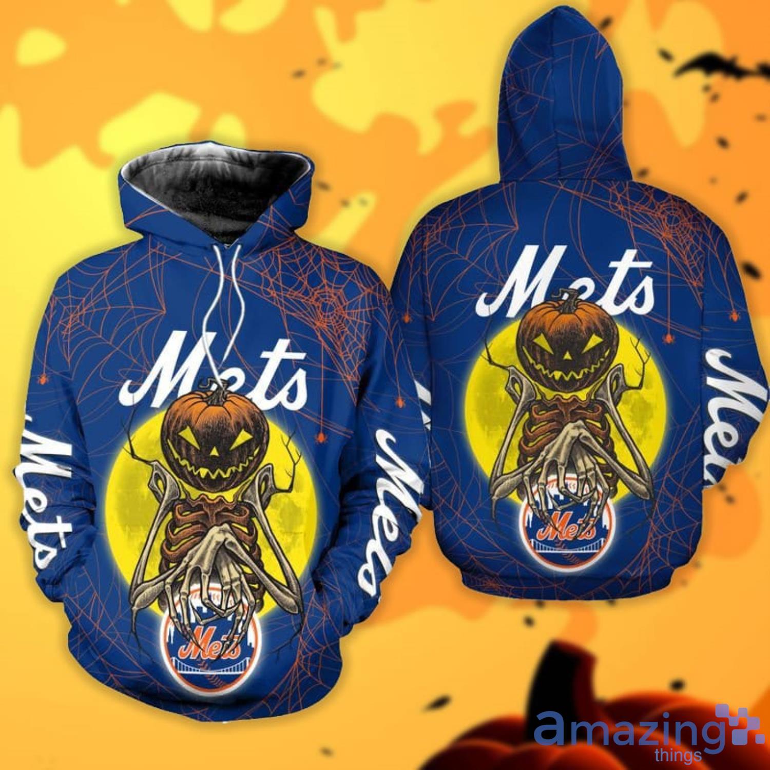 York Mets Pumpskin Monster Halloween 3D All Over Printed Shirts Product Photo 1