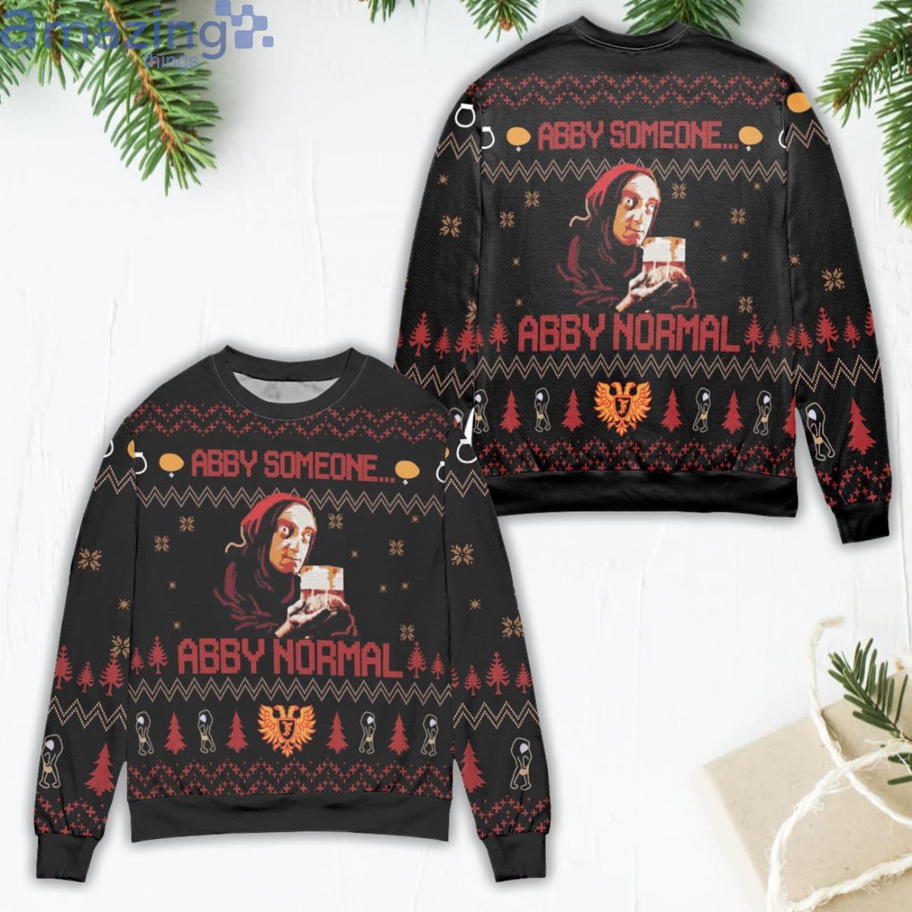Young Frankenstein Abby Someone Abby Normal Ugly Christmas Sweater Product Photo 1 Young Frankenstein Abby Someone Abby Normal Ugly Christmas Sweater Product Photo 1