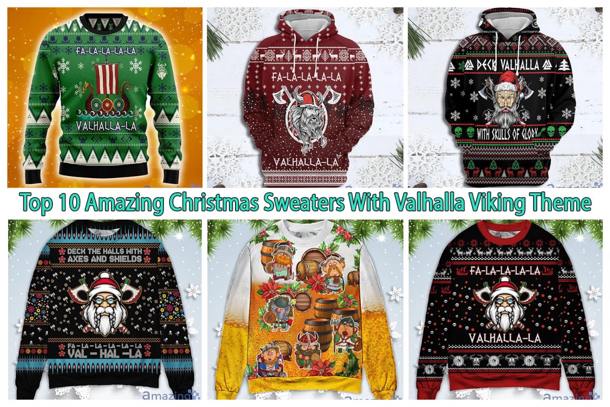 Top 10 Amazing Christmas Sweaters With Valhalla Viking Theme