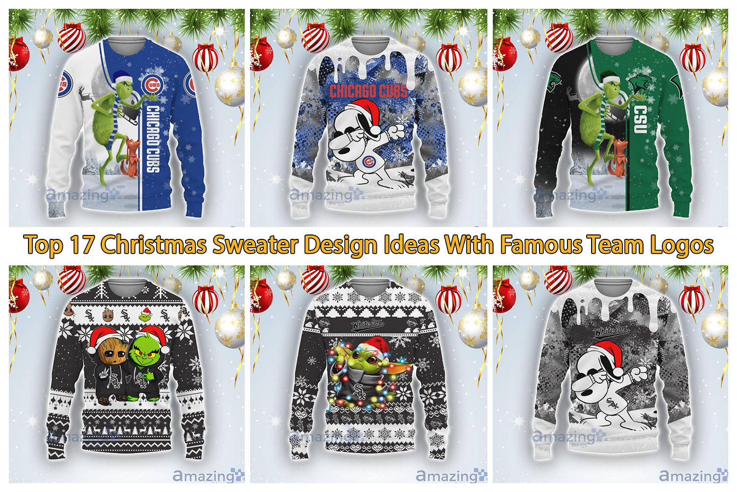 Chicago Cubs Cute Baby Yoda Star Wars 3D Ugly Christmas Sweater