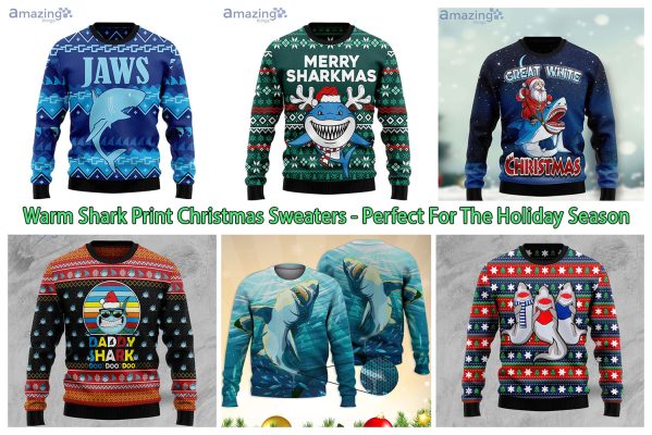 Warm Shark Print Christmas Sweaters - Perfect For The Holiday Season