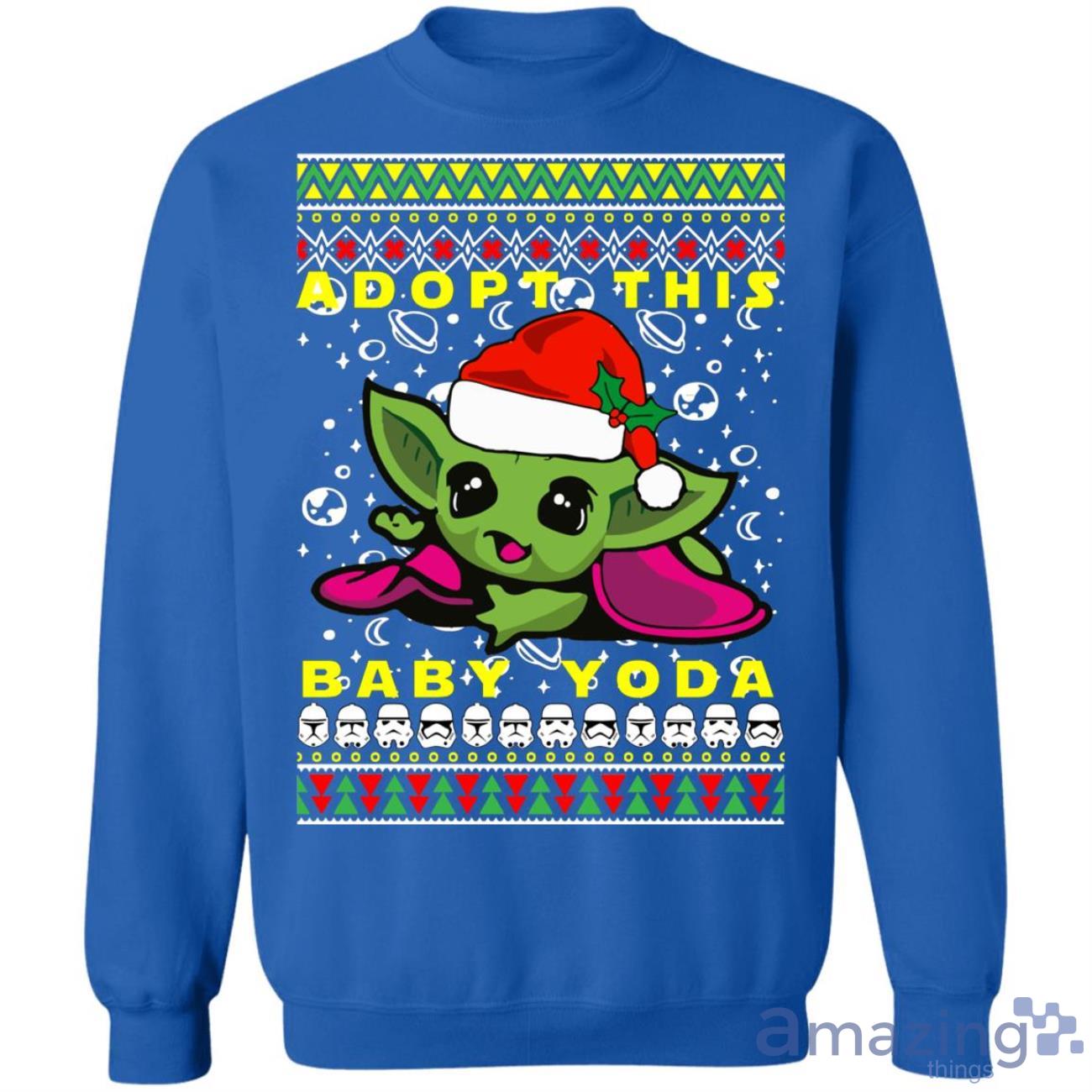 Adopt This Baby Yoda Santa Hat Christmas Sweatshirt Product Photo 1