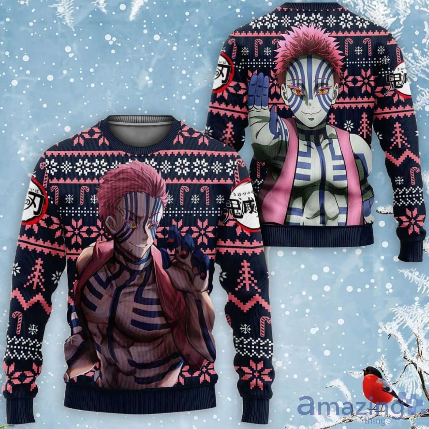 Akaza Custom Anime Kimetsu Ugly Christmas Sweater Product Photo 1