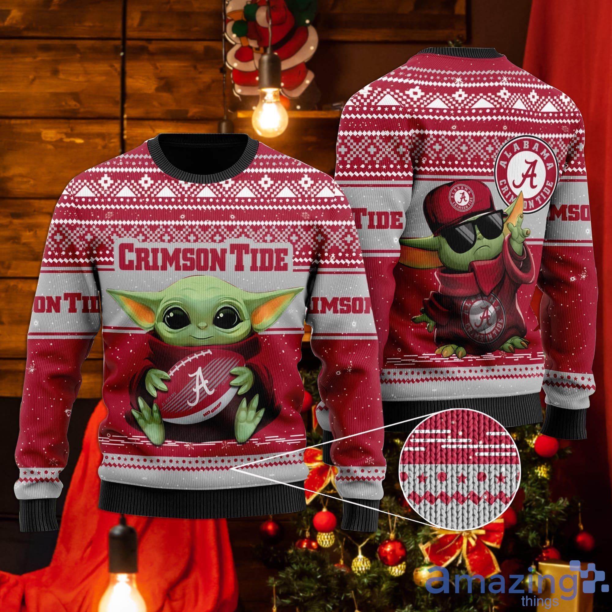 Alabama Crimson Tide Baby Yoda Ugly Christmas Sweater Product Photo 1