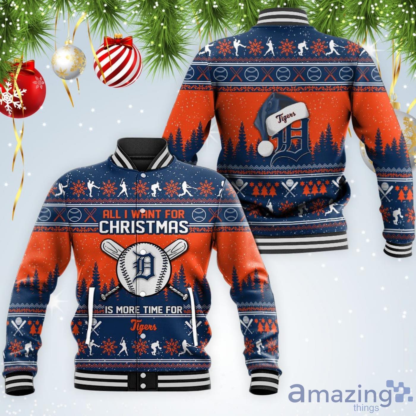 All I Want For Christmas Is More Time For Detroit Tigers Christmas Baseball Jacket Product Photo 1