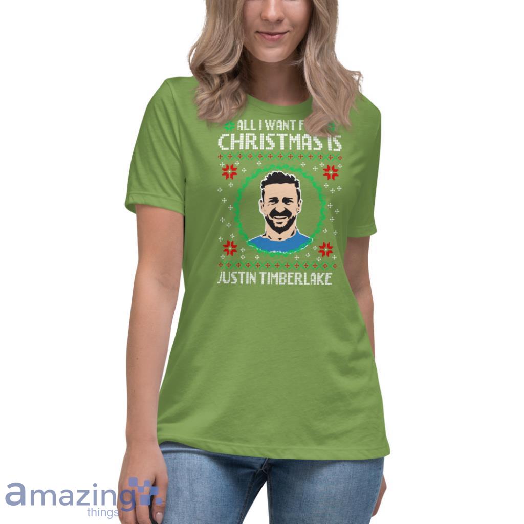 All I Want For Christmas Justin Timberlake Sweatshirt image All I Want For Christmas Justin Timberlake Sweatshirt - Womens Relaxed Short Sleeve Jersey Tee-1