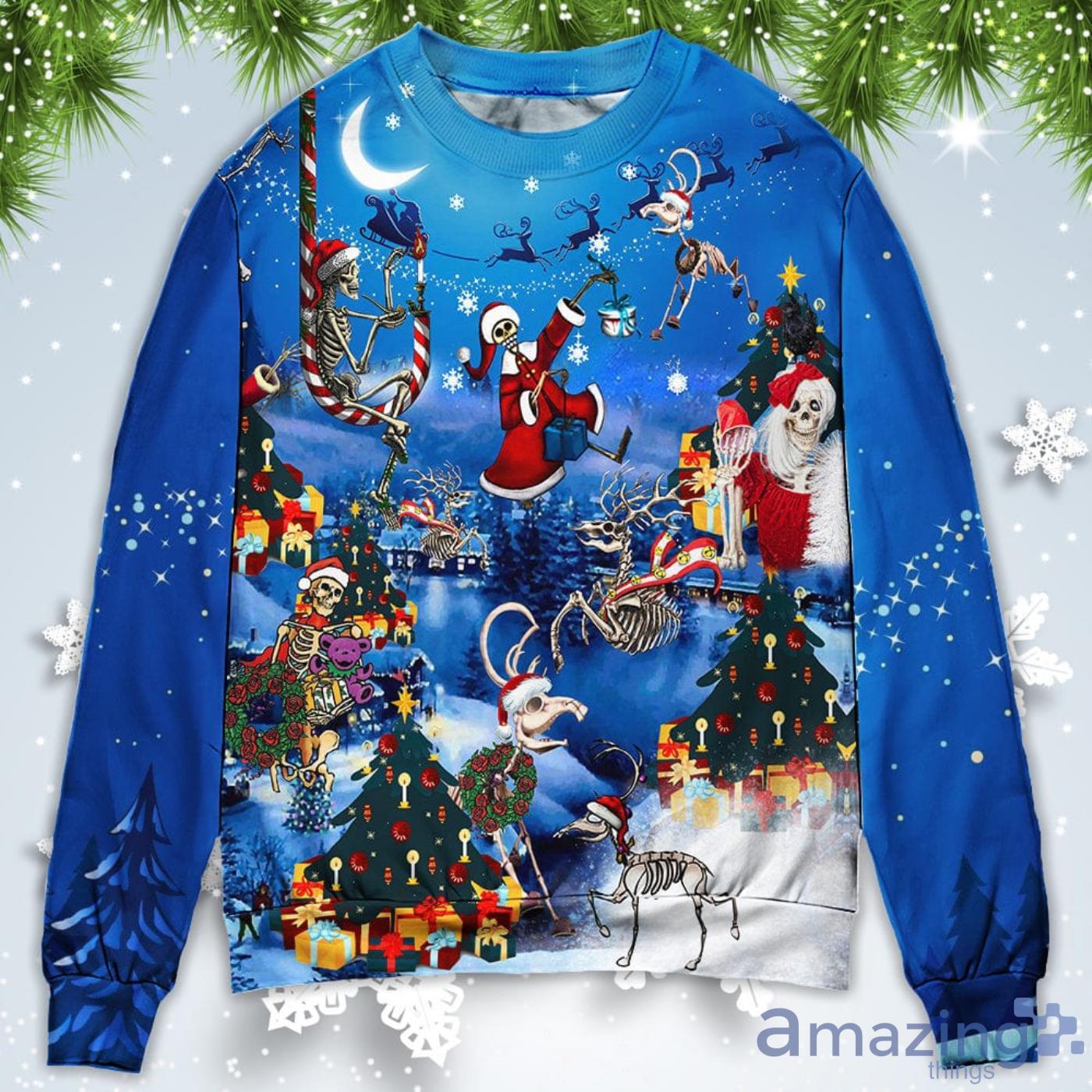 And Skull Merry Xmas Christmas Sweatshirt Sweater Product Photo 1