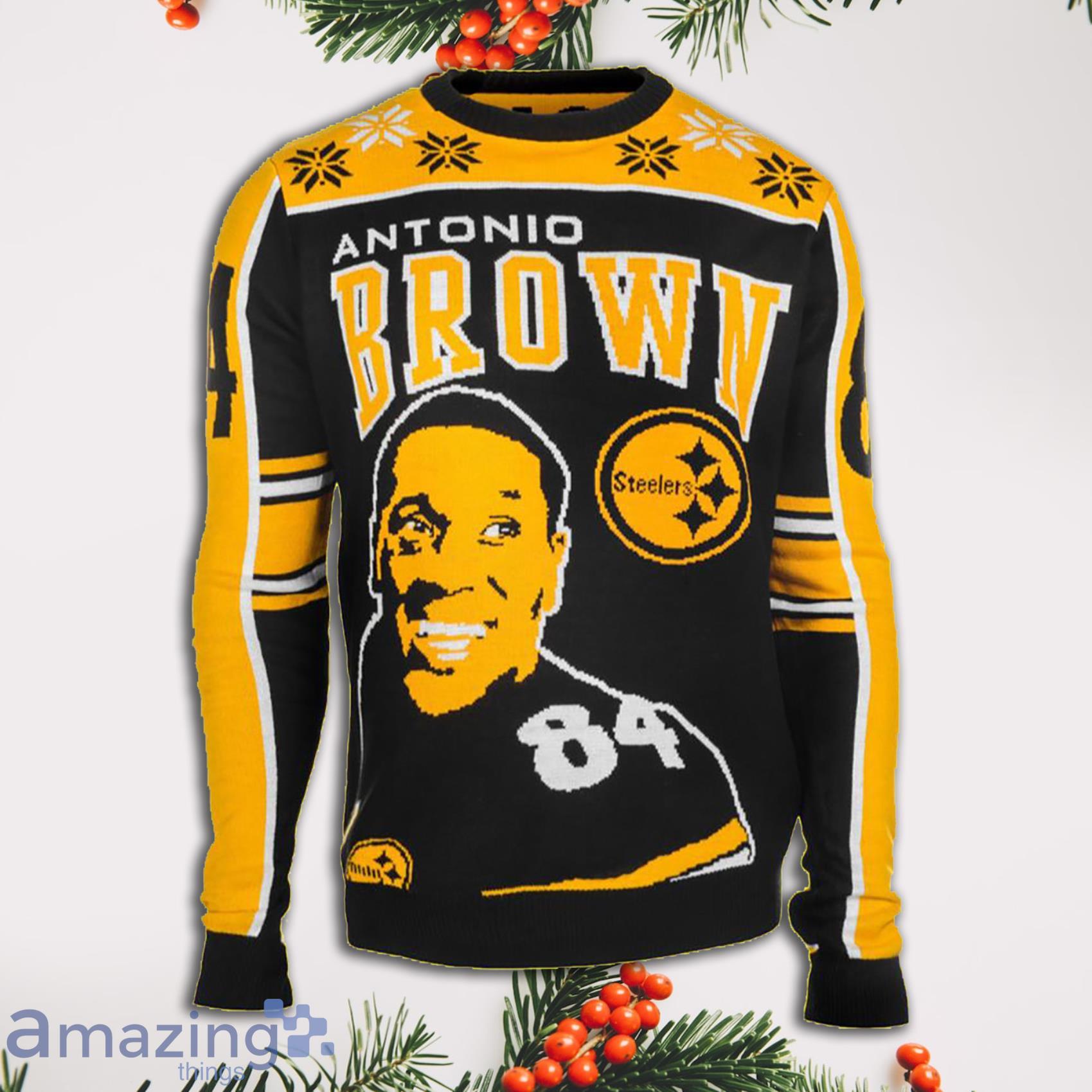 Antonio Brown 84 NFL Player Pittsburgh Steelers Full Print Ugly Christmas Sweater Product Photo 1