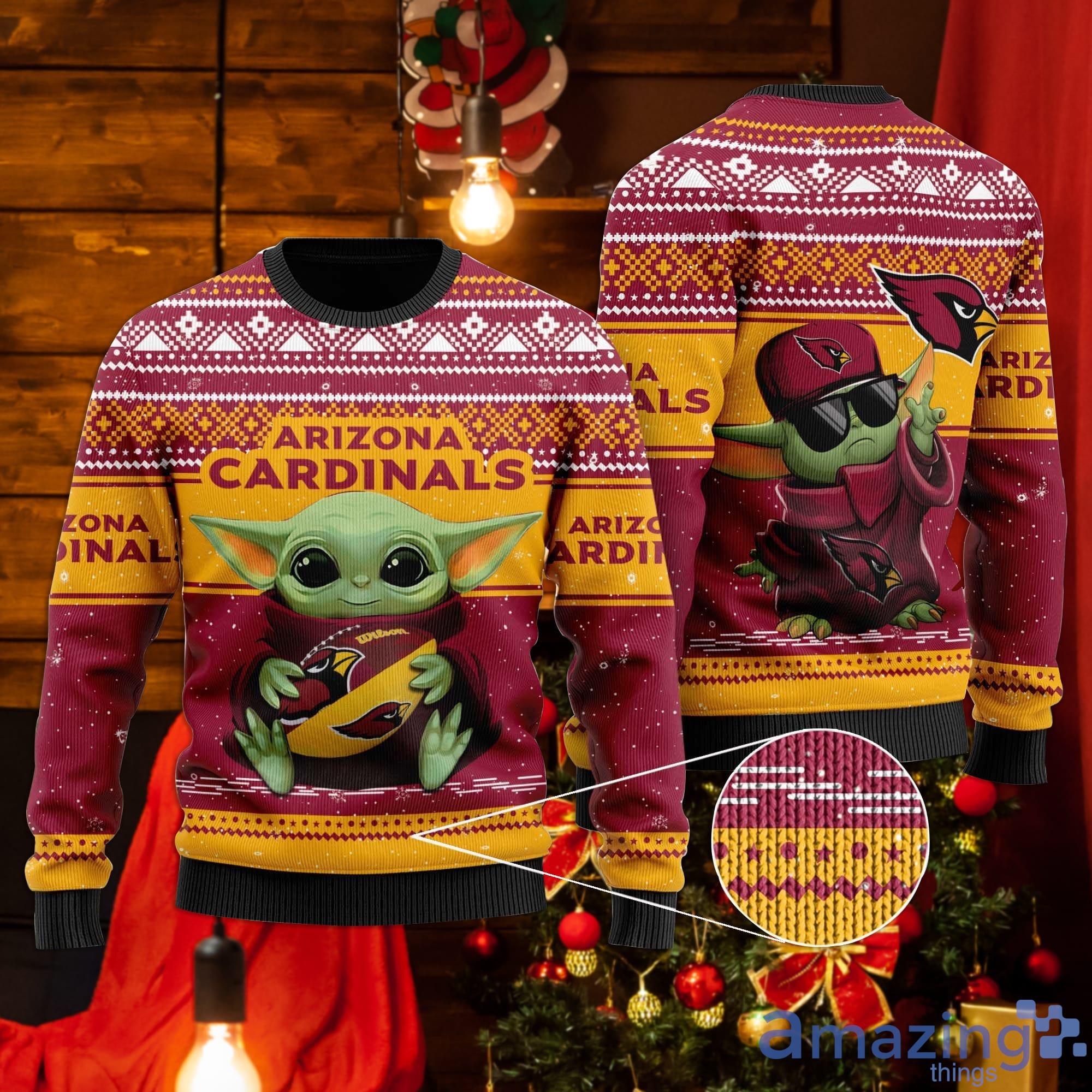 Arizona Cardinals Baby Yoda Ugly Christmas Sweater Product Photo 1