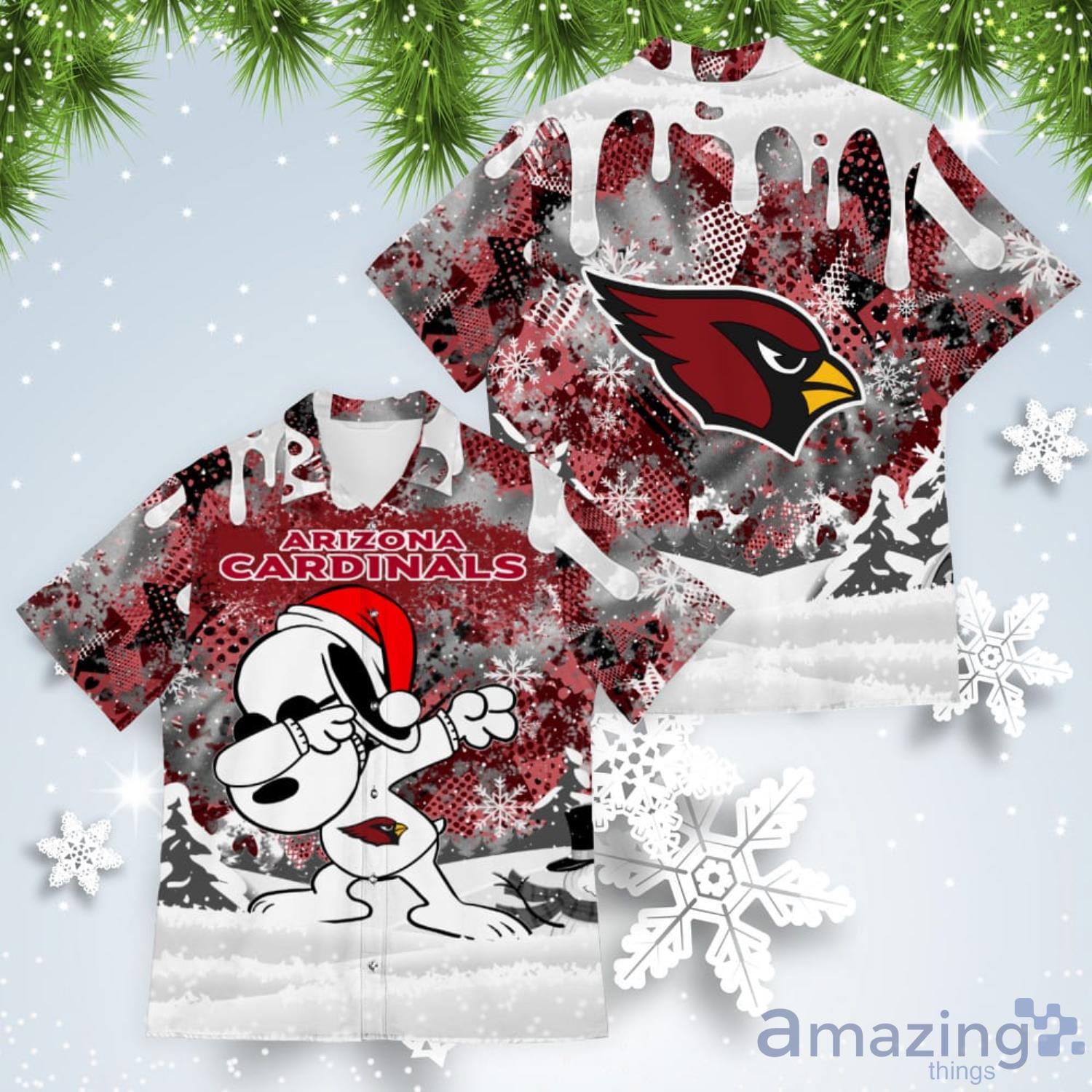 Arizona Cardinals Snoopy Dabbing The Peanuts American Christmas Dripping Hawaiian Shirt Product Photo 1