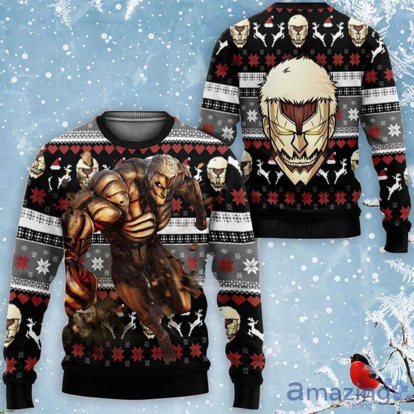 Armored Titan Custom Anime Attack On Titan Ugly Christmas Sweater Product Photo 1