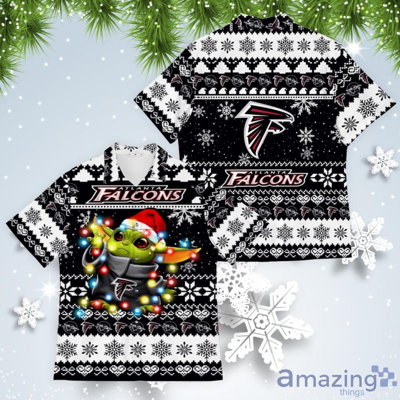 Atlanta Falcons Baby Yoda Star Wars American Ugly Christmas Sweater Pattern Hawaiian Shirt Product Photo 1