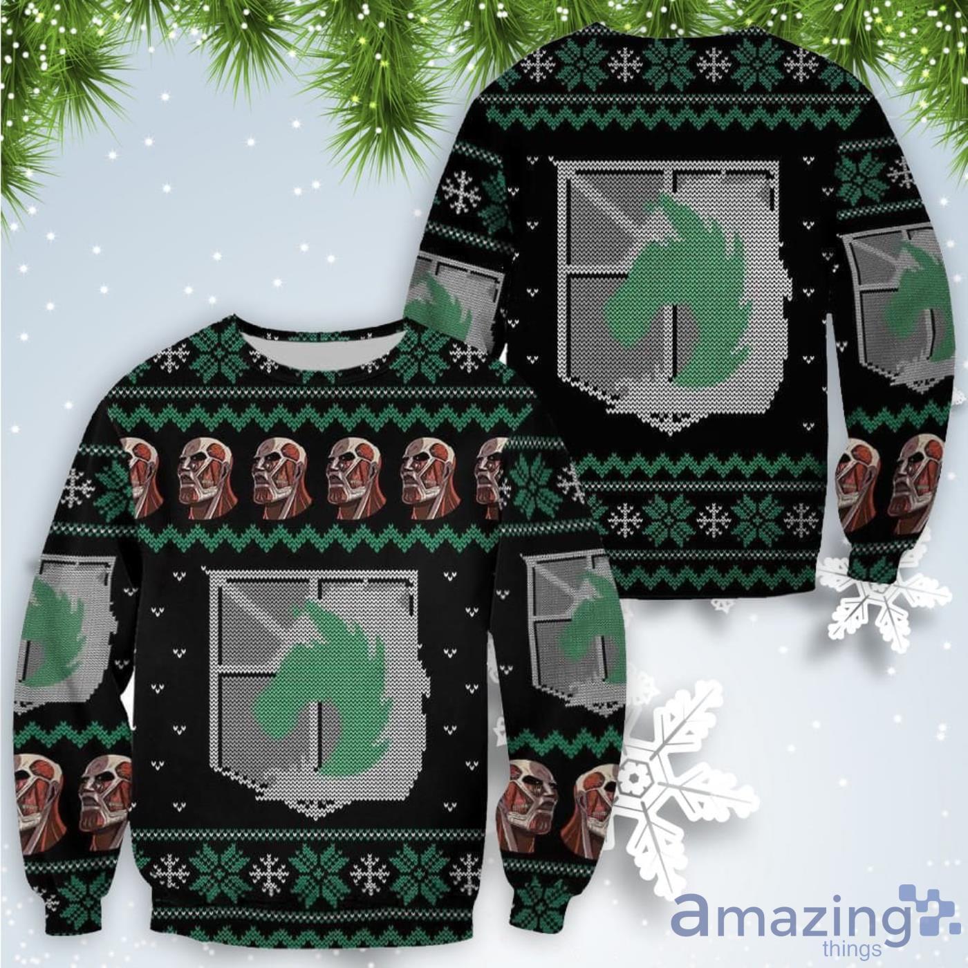 Attack On Titan Military Badged Police Ugly Christmas Sweater Product Photo 1