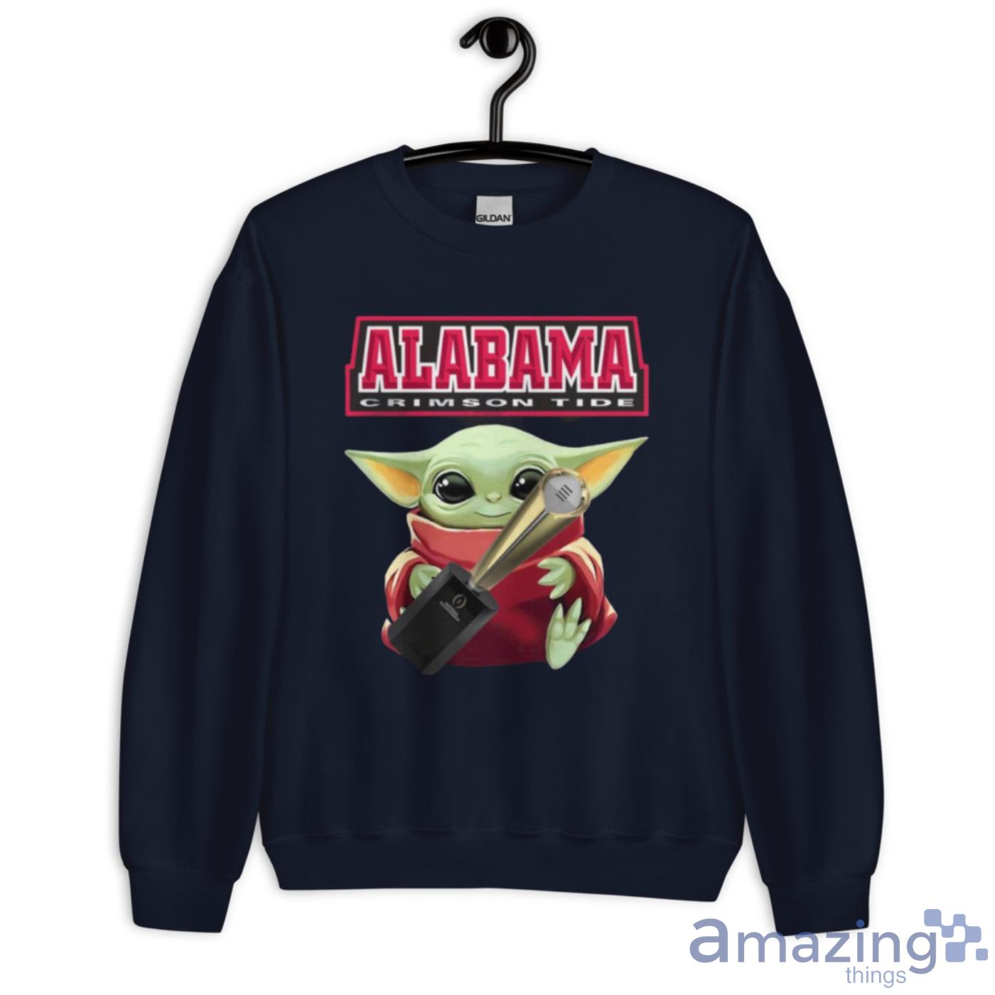 Baby Yoda Alabama Crimson Tide Shirt image Baby Yoda Alabama Crimson Tide Shirt - Unisex Crewneck Sweatshirt-1