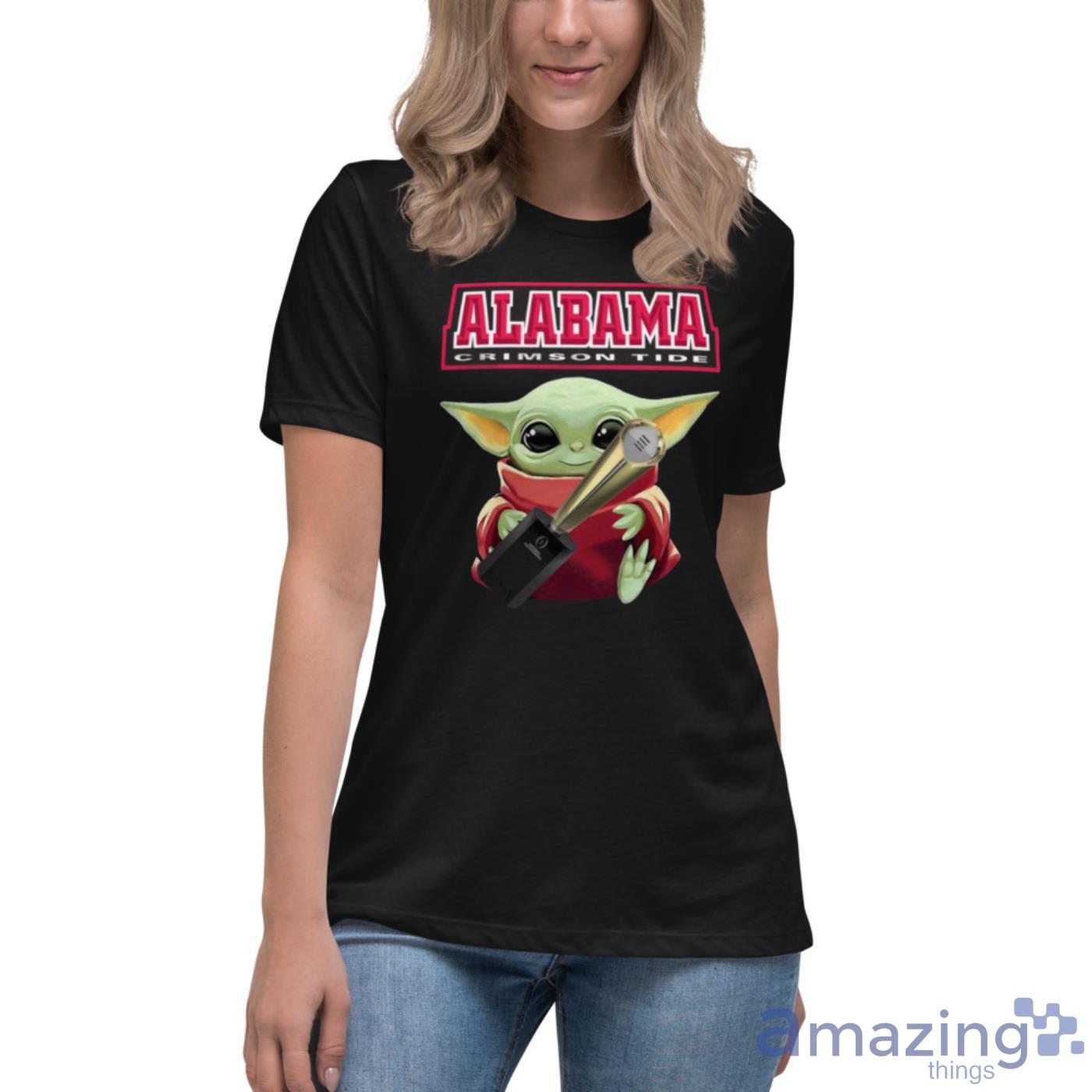 Baby Yoda Alabama Crimson Tide Shirt image Baby Yoda Alabama Crimson Tide Shirt - Womens Relaxed Short Sleeve Jersey Tee