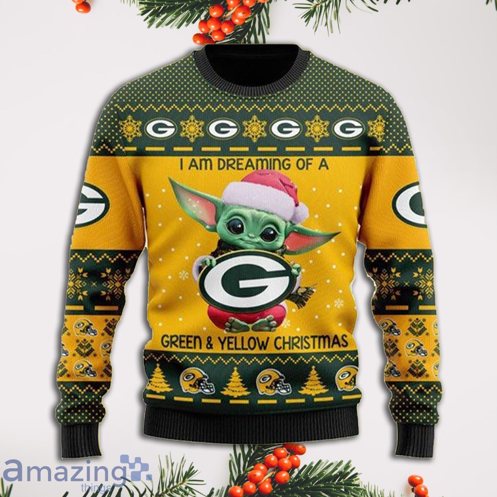 Baby Yoda Green Bay Packers Full Print Ugly Christmas Sweater Product Photo 1