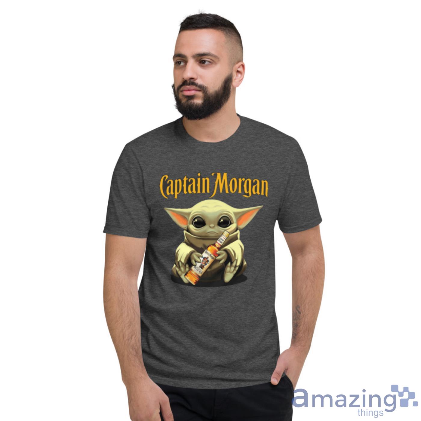 Baby Yoda Hugs Captain Morgan Bottle Star Wars Shirts image Baby Yoda Hugs Captain Morgan Bottle Star Wars Shirts - Short Sleeve T-Shirt-1