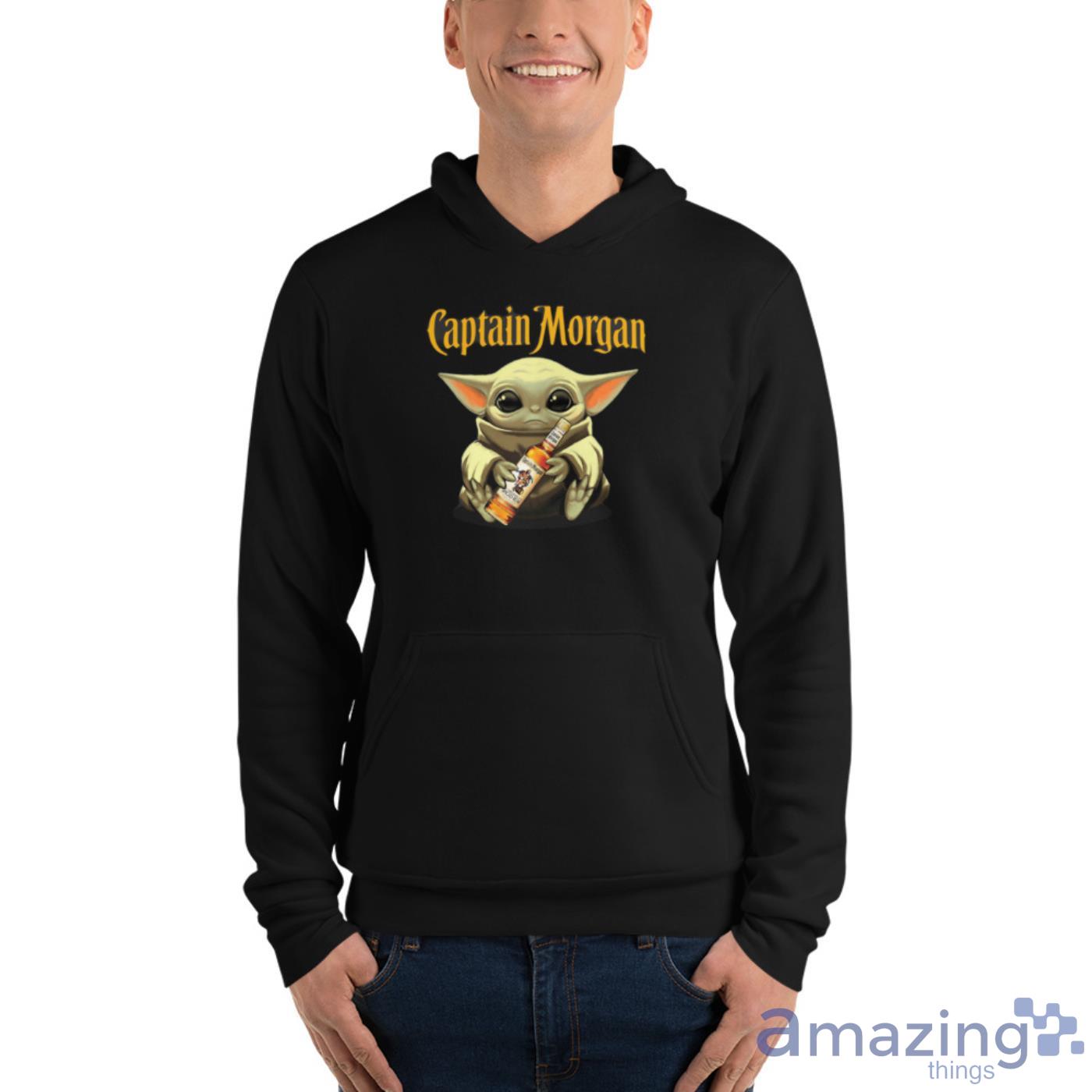 Baby Yoda Hugs Captain Morgan Bottle Star Wars Shirts image Baby Yoda Hugs Captain Morgan Bottle Star Wars Shirts - Unisex Fleece Pullover Hoodie