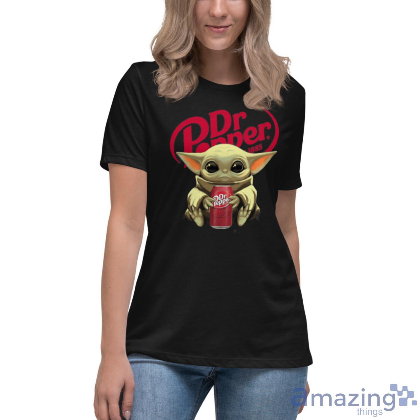 Baby Yoda Hugs Dr Pepper Can Star Wars Shirts image Baby Yoda Hugs Dr Pepper Can Star Wars Shirts - Womens Relaxed Short Sleeve Jersey Tee