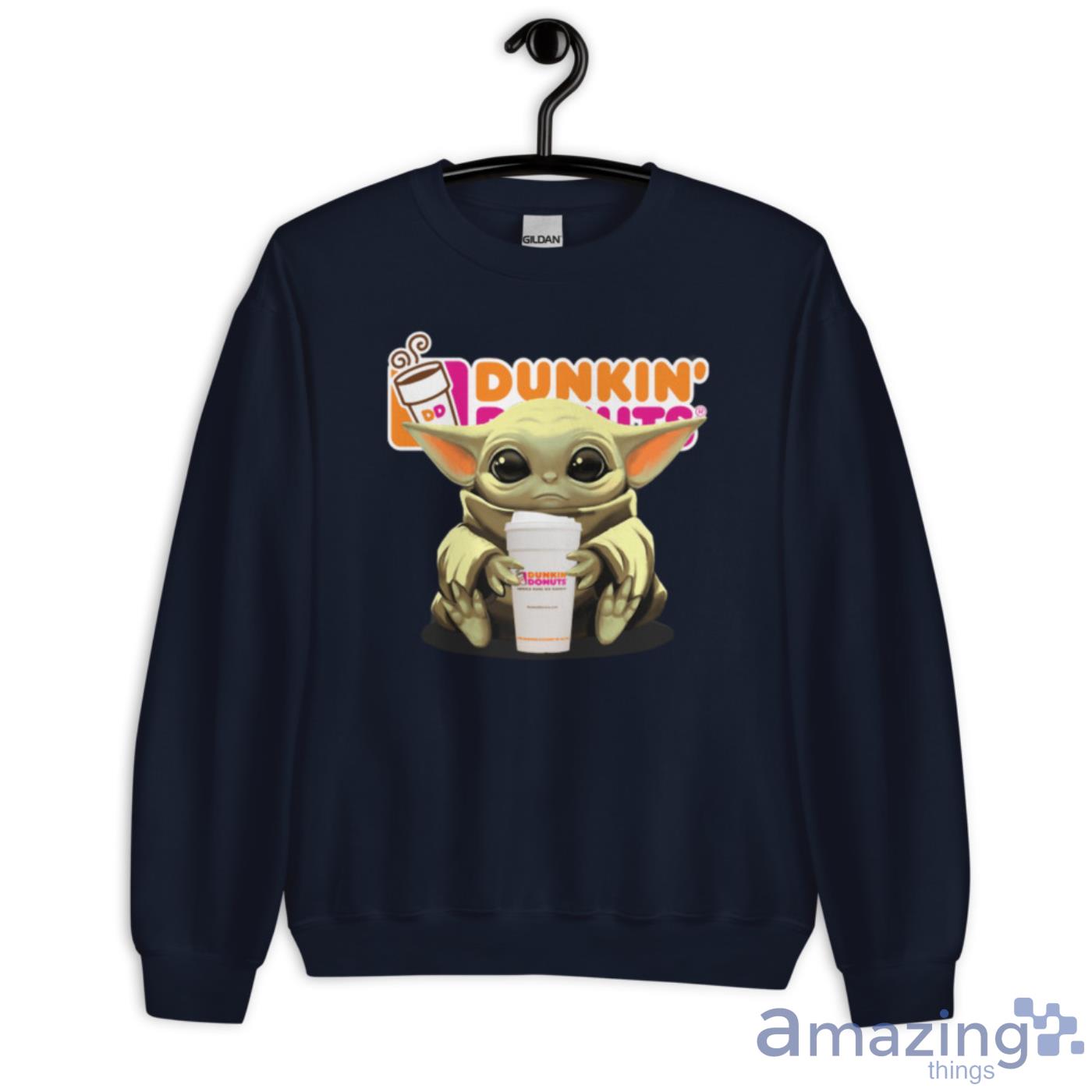 Baby Yoda Hugs Dunkin’ Donuts Cup Star Wars Shirts image Baby Yoda Hugs Dunkin’ Donuts Cup Star Wars Shirts - Unisex Crewneck Sweatshirt-1