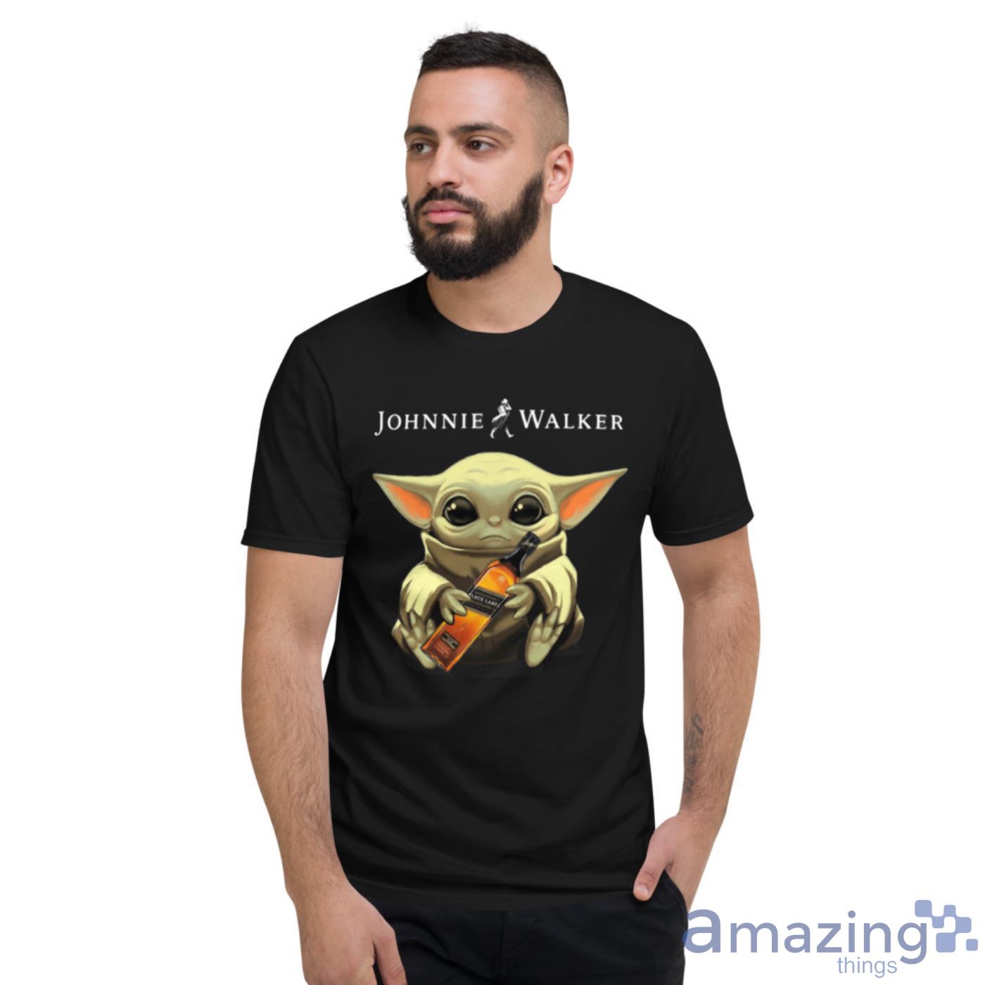 Baby Yoda Hugs Johnnie Walker Bottle Star Wars Shirts image Baby Yoda Hugs Johnnie Walker Bottle Star Wars Shirts - Short Sleeve T-Shirt