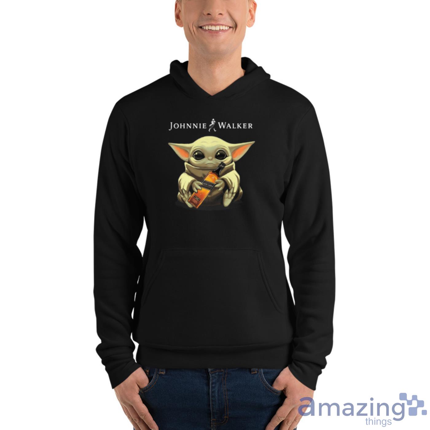 Baby Yoda Hugs Johnnie Walker Bottle Star Wars Shirts image Baby Yoda Hugs Johnnie Walker Bottle Star Wars Shirts - Unisex Fleece Pullover Hoodie