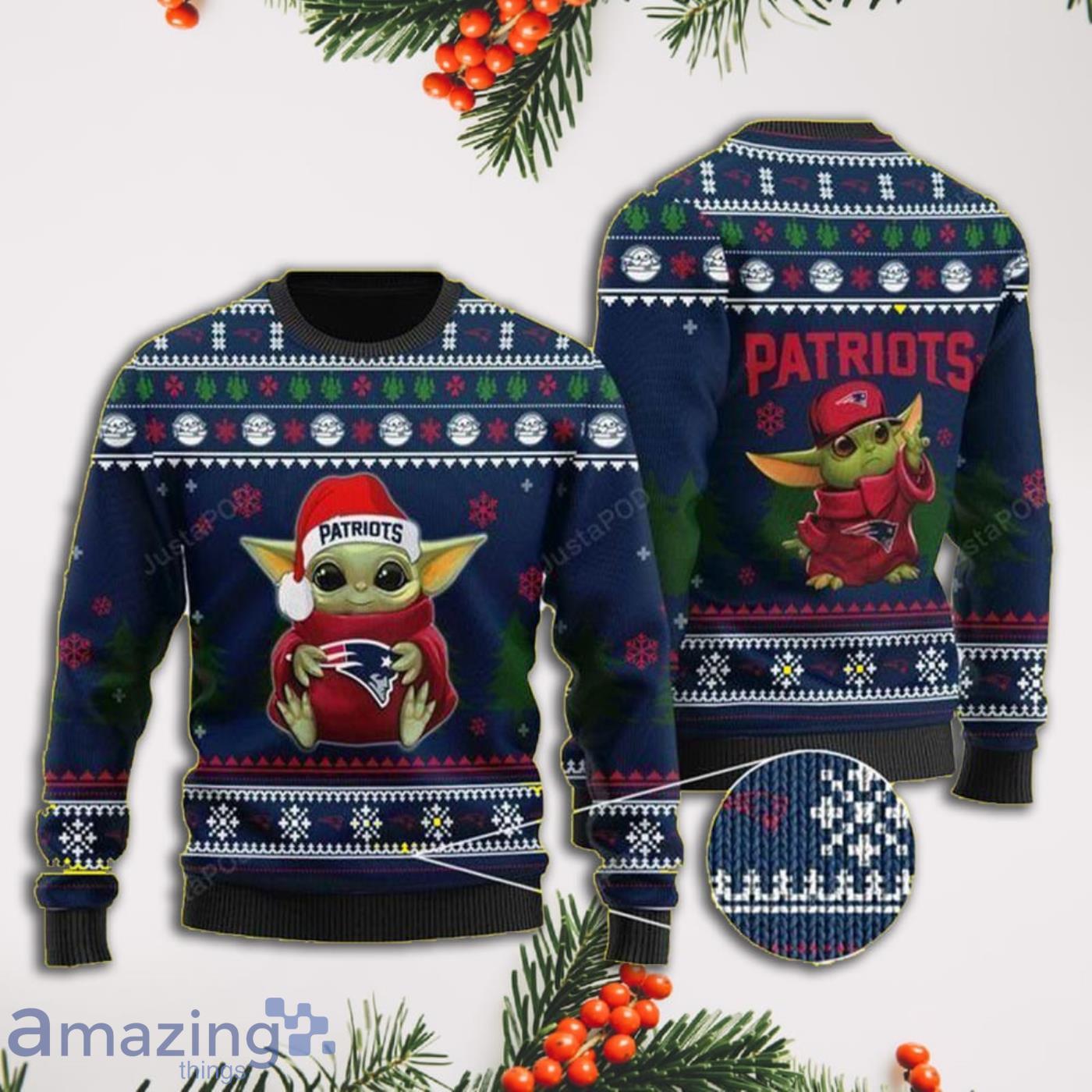 Baby Yoda New England Patriots Ugly Christmas Sweater - Reallgraphics